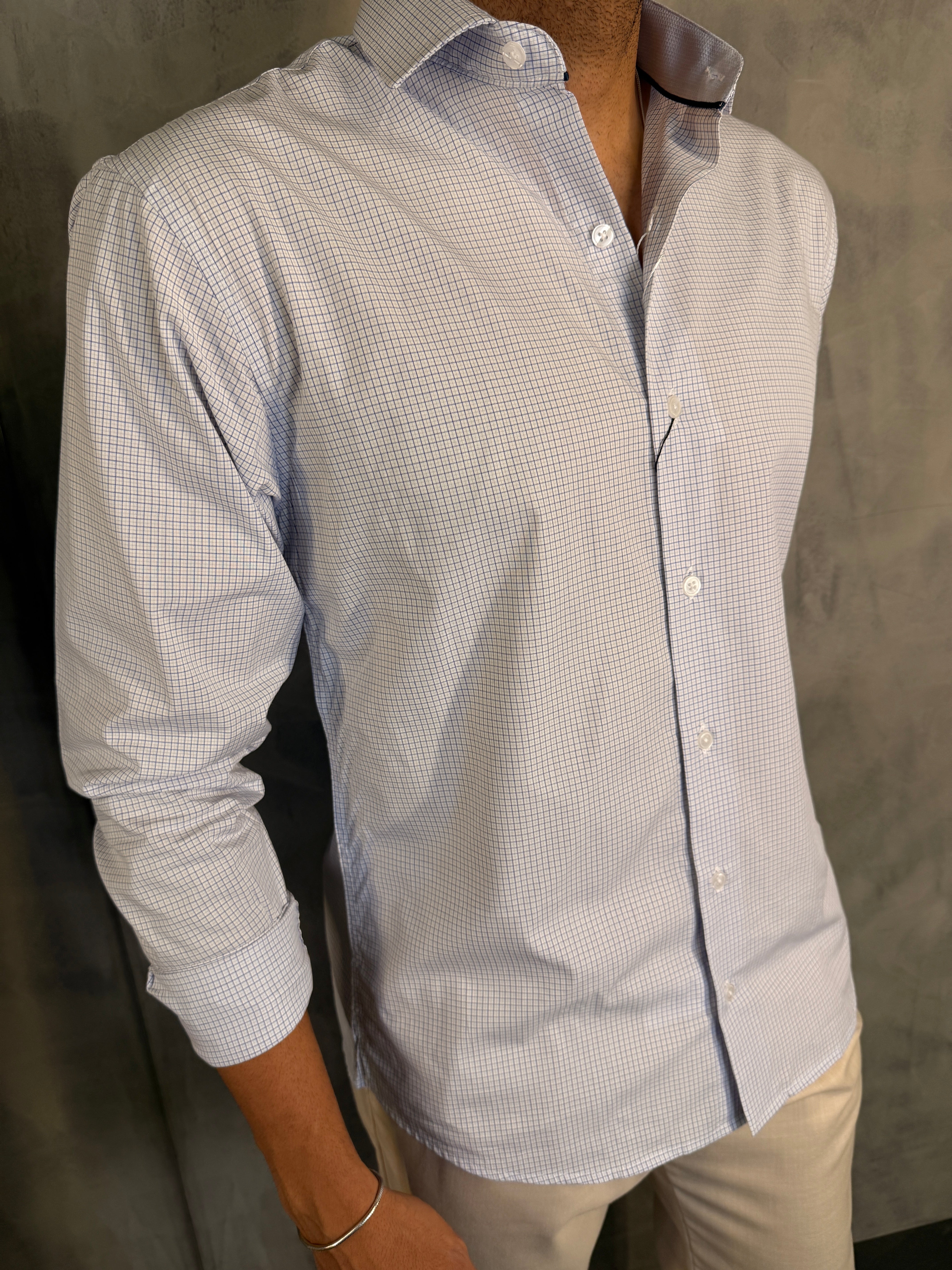 CAMISA M/L SLIM FIBRA DE BAMBU XADREZ PONTO H