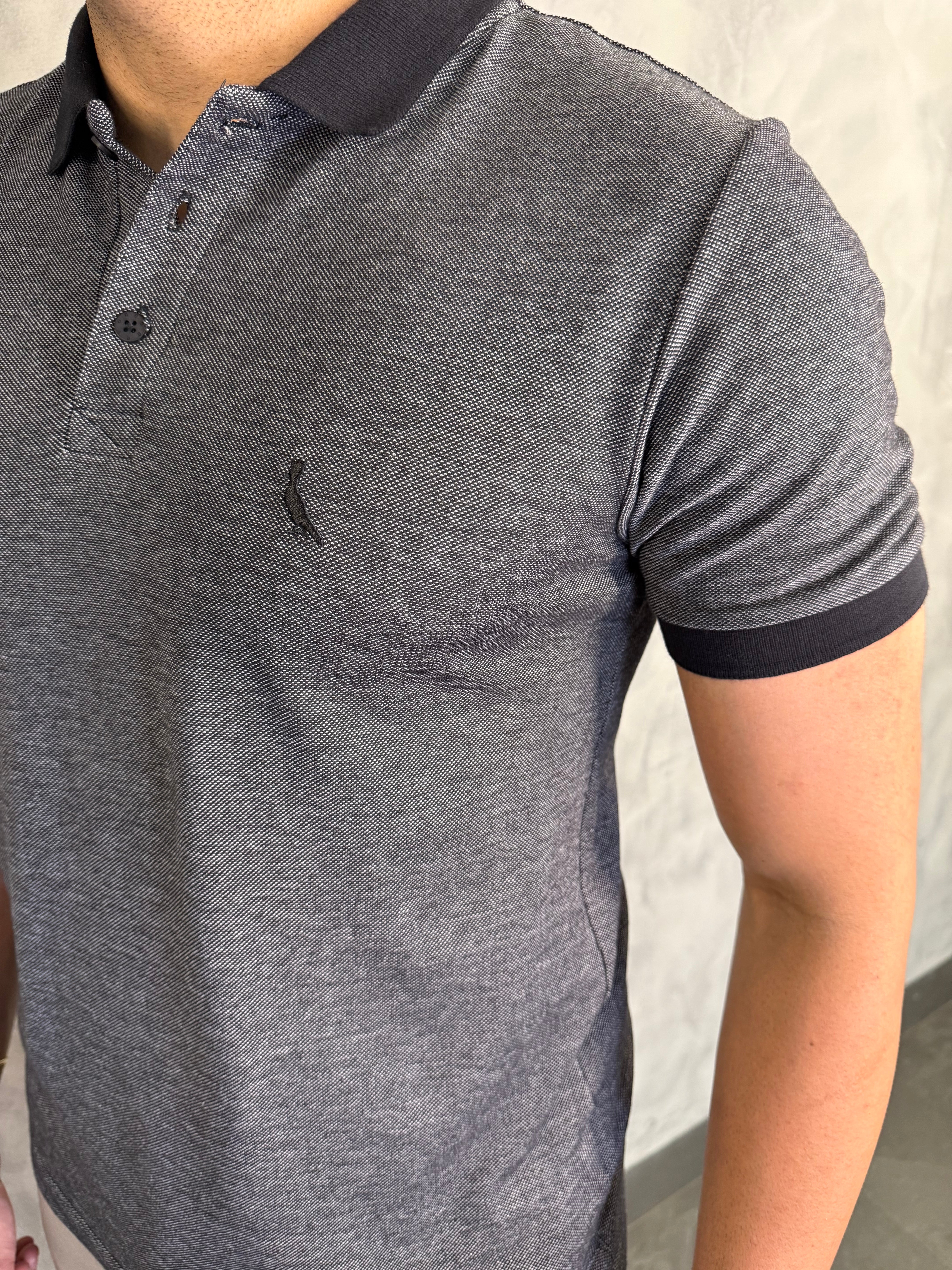 POLO SLIM PIQUET DENIM RSV PRETO