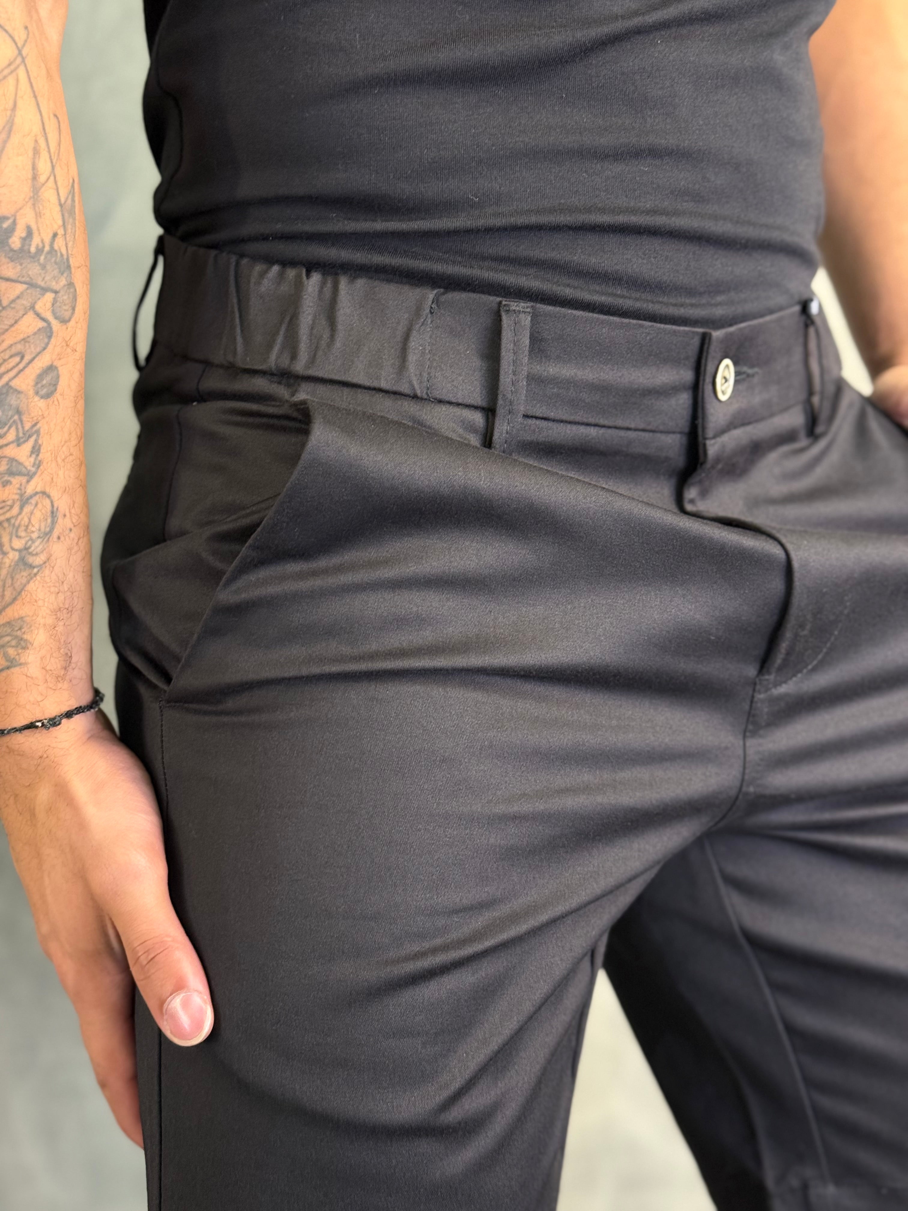 BERMUDA CASUAL-DAY SARJA COLOR CINTURA ELÁSTICA PONTO H PRETO
