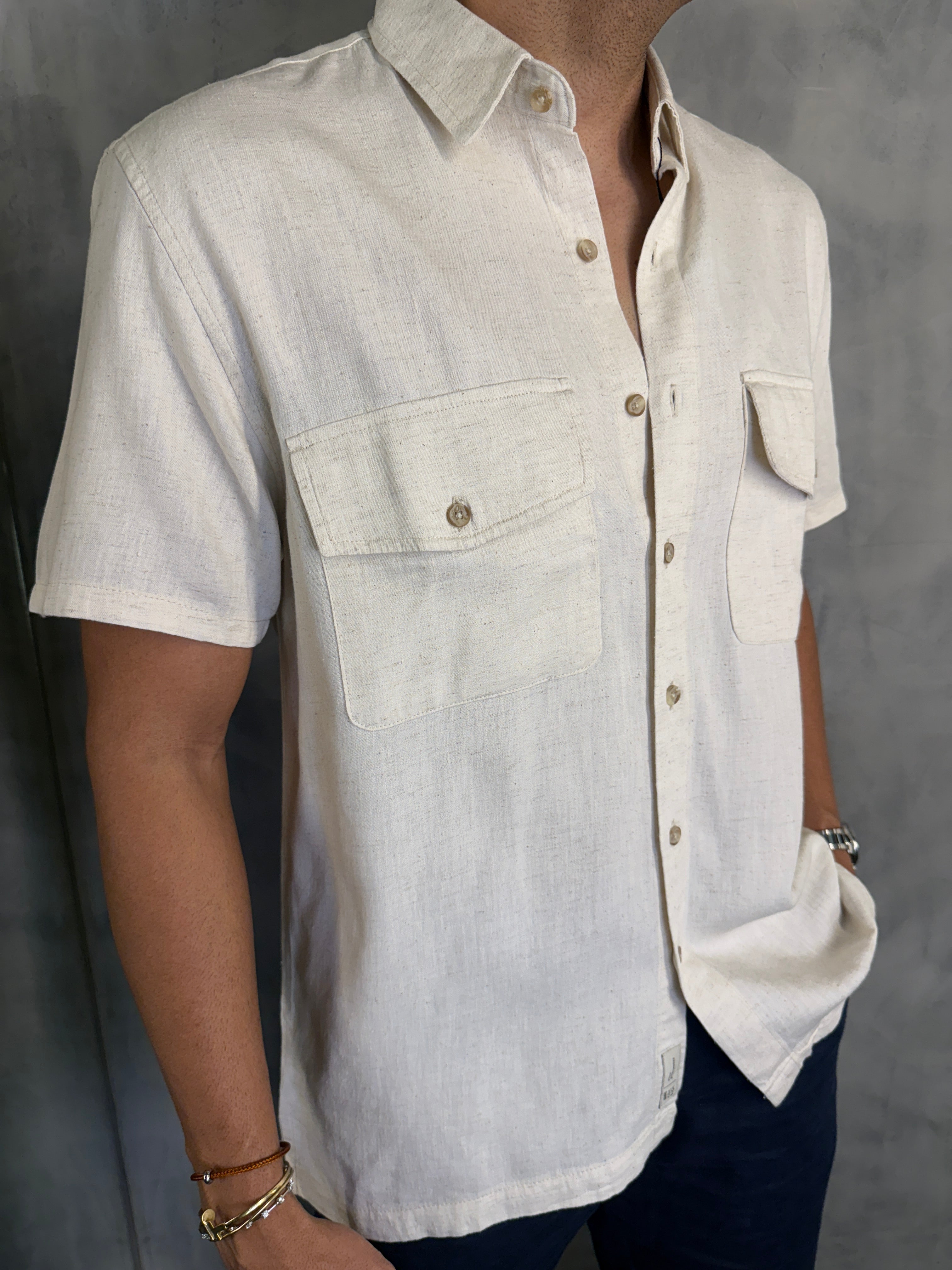 CAMISA M/C OVERSHIRT LIOCEL LINHO KINGEJOE NATURAL