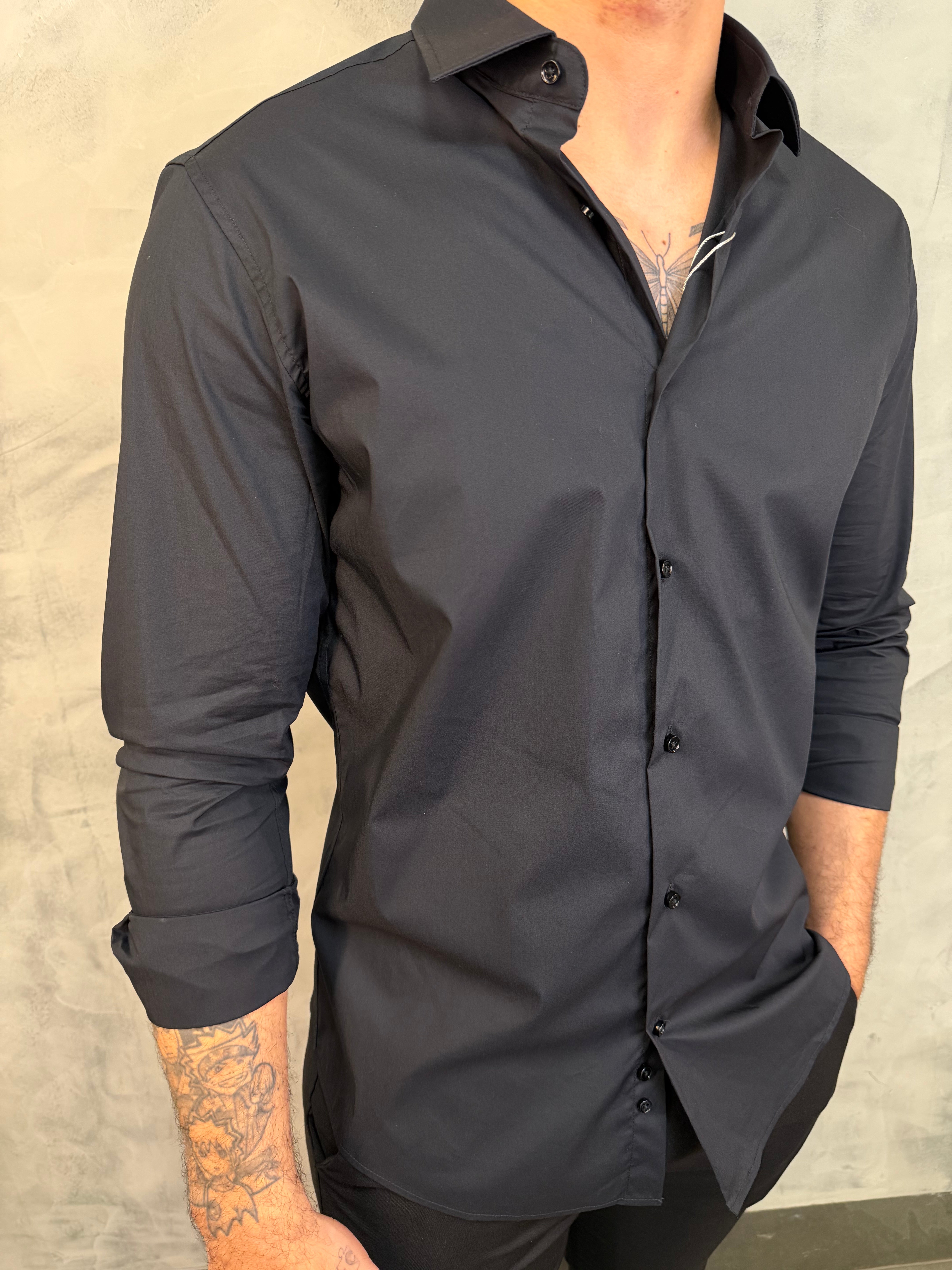 CAMISA M/L ALGODÃO TECH ZAFFERANO PRETO