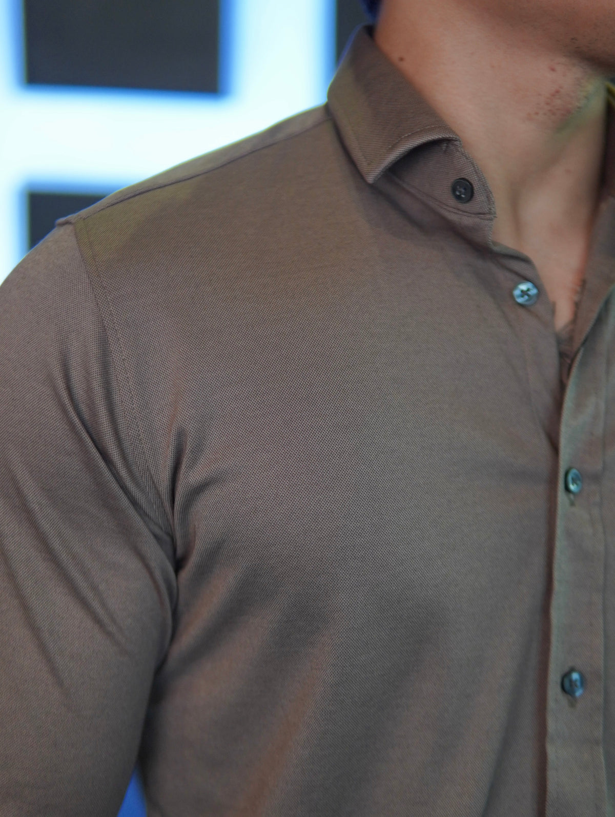CAMISA M/L ALGODÃO PIMA PONTO H MARROM
