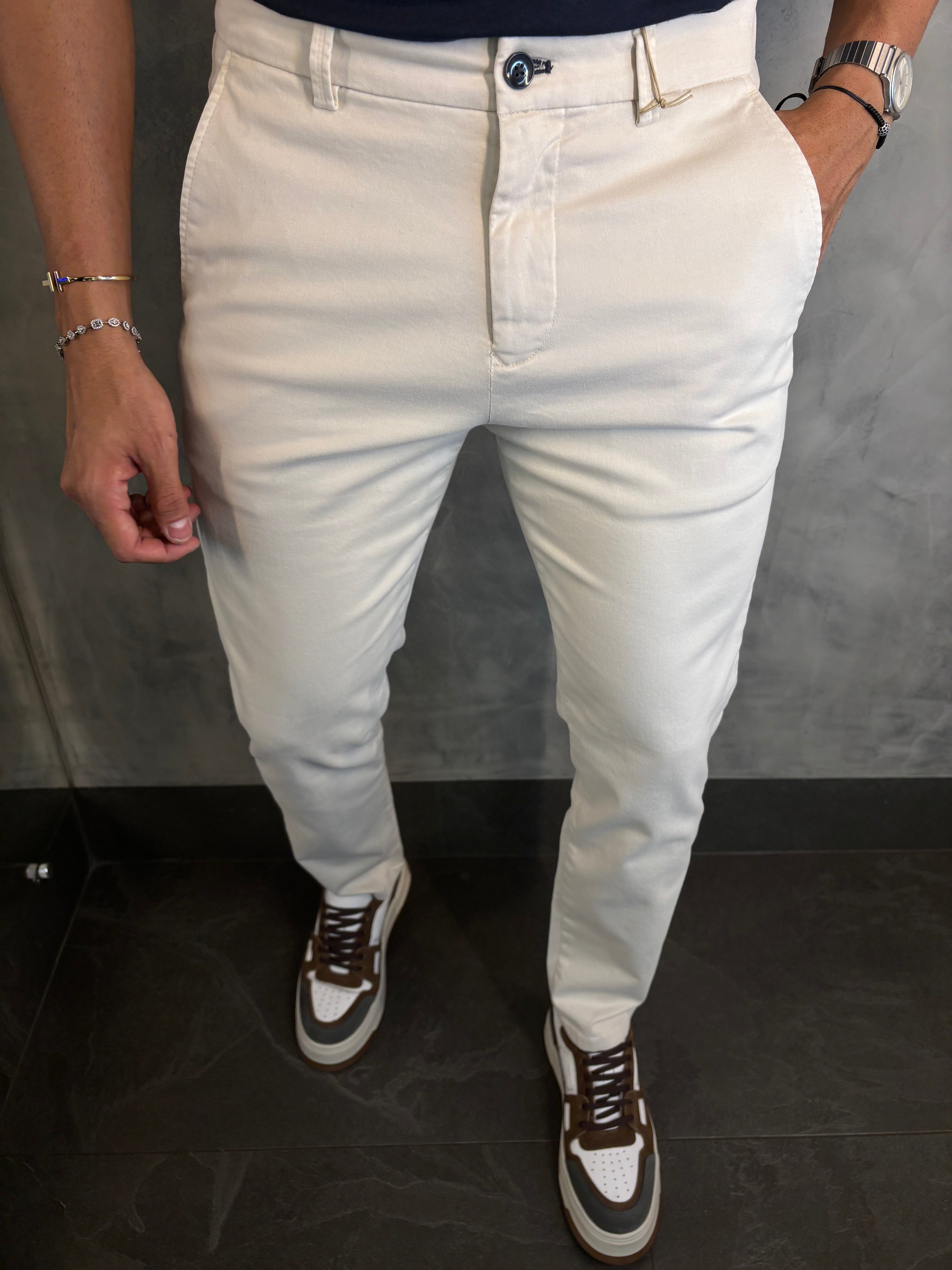 CALÇA ALF SARJA COMFORT SKINNY PONTO H OFF WHITE