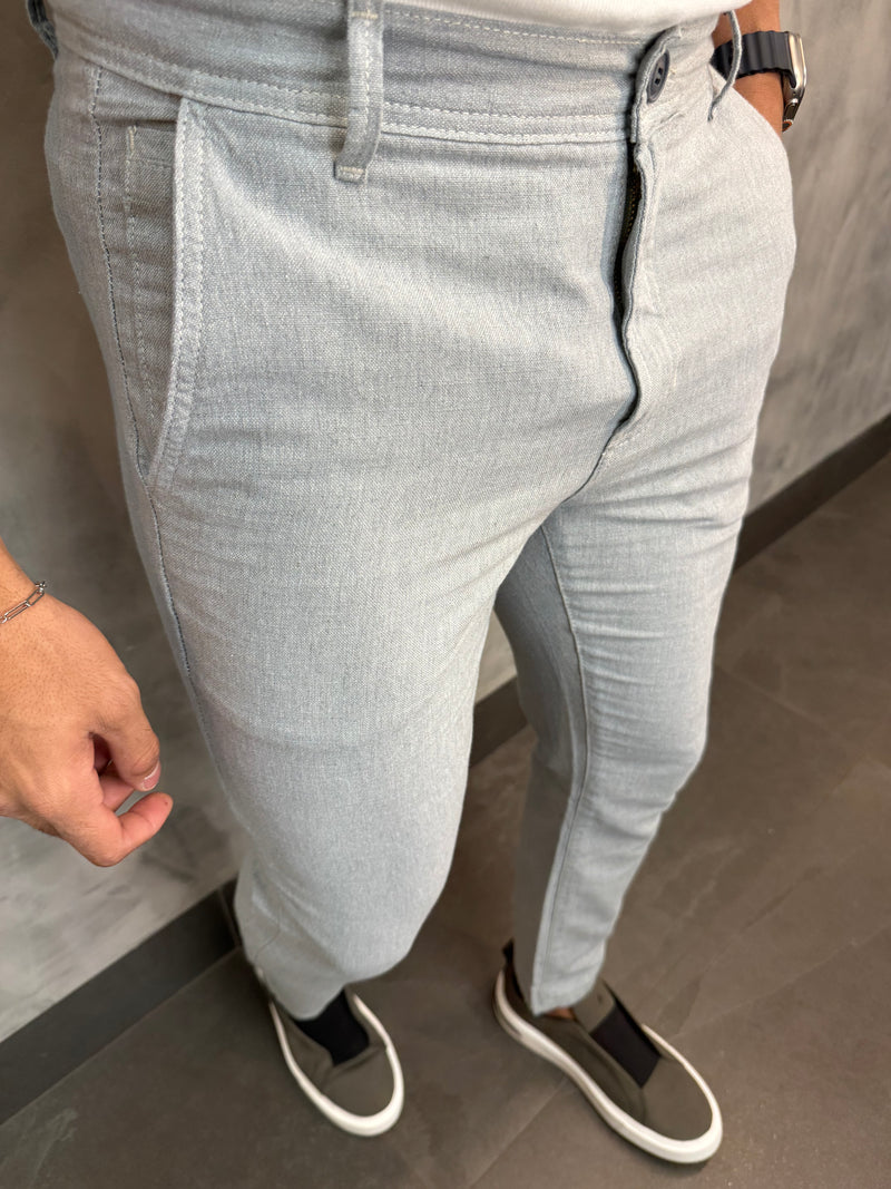 CALÇA CROPPED CHINO DLZ AZUL METÁLICO