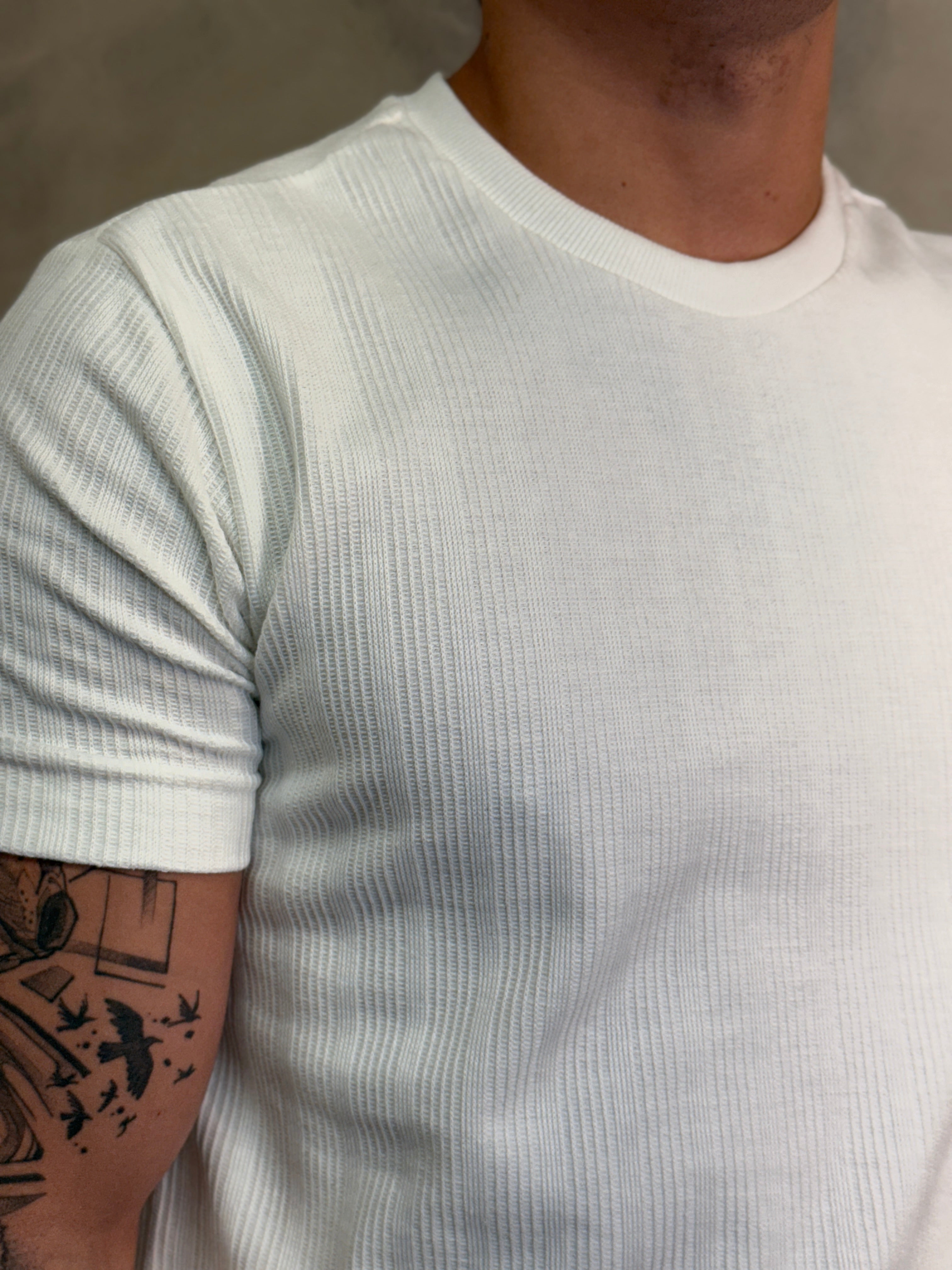 CAMISETA MALHA TRICOT SLIM KINGEJOE OFF WHITE