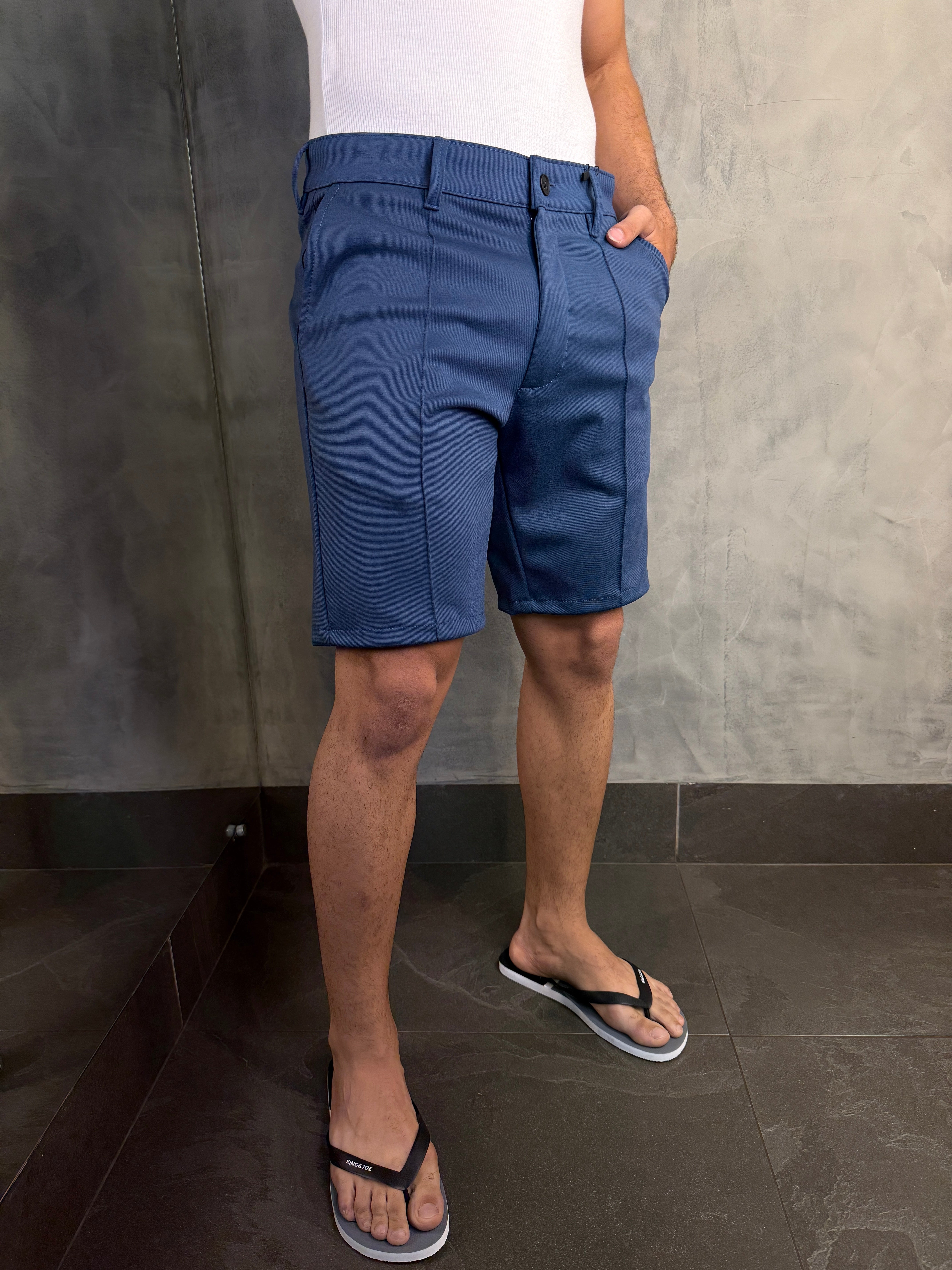 BERMUDA MALHA VISCOFLEX ALFA COMFY NERVU KINGEJOE AZUL