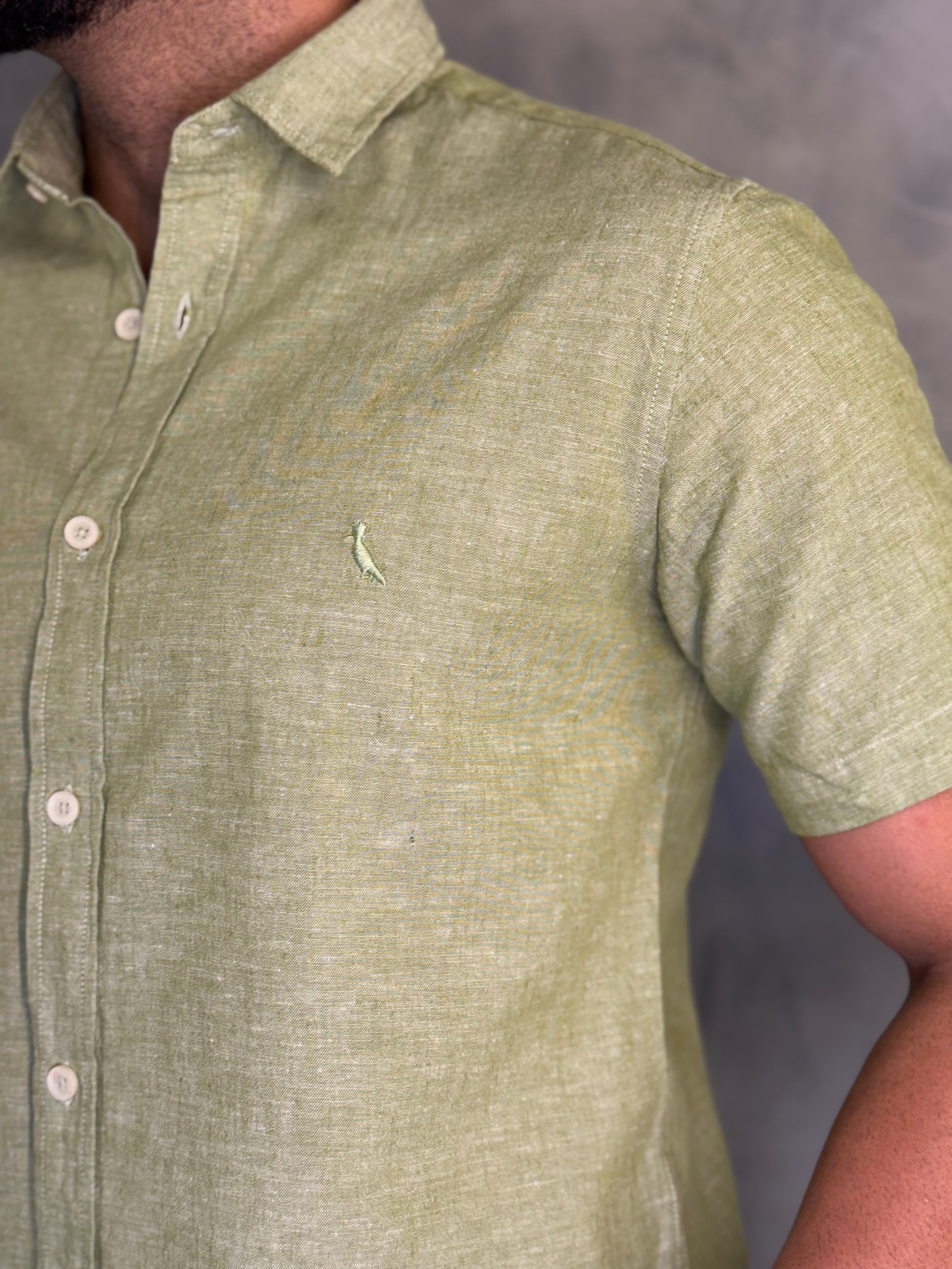 CAMISA M/C LINHO PIENZA RESERVA PISTACHE