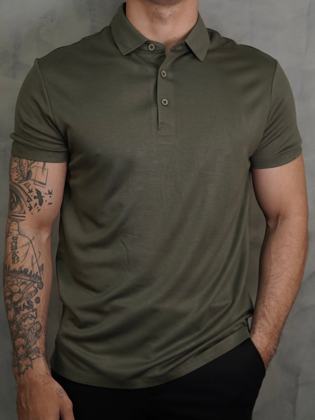 POLO ALGODÃO TECH PONTO H VERDE MILITAR