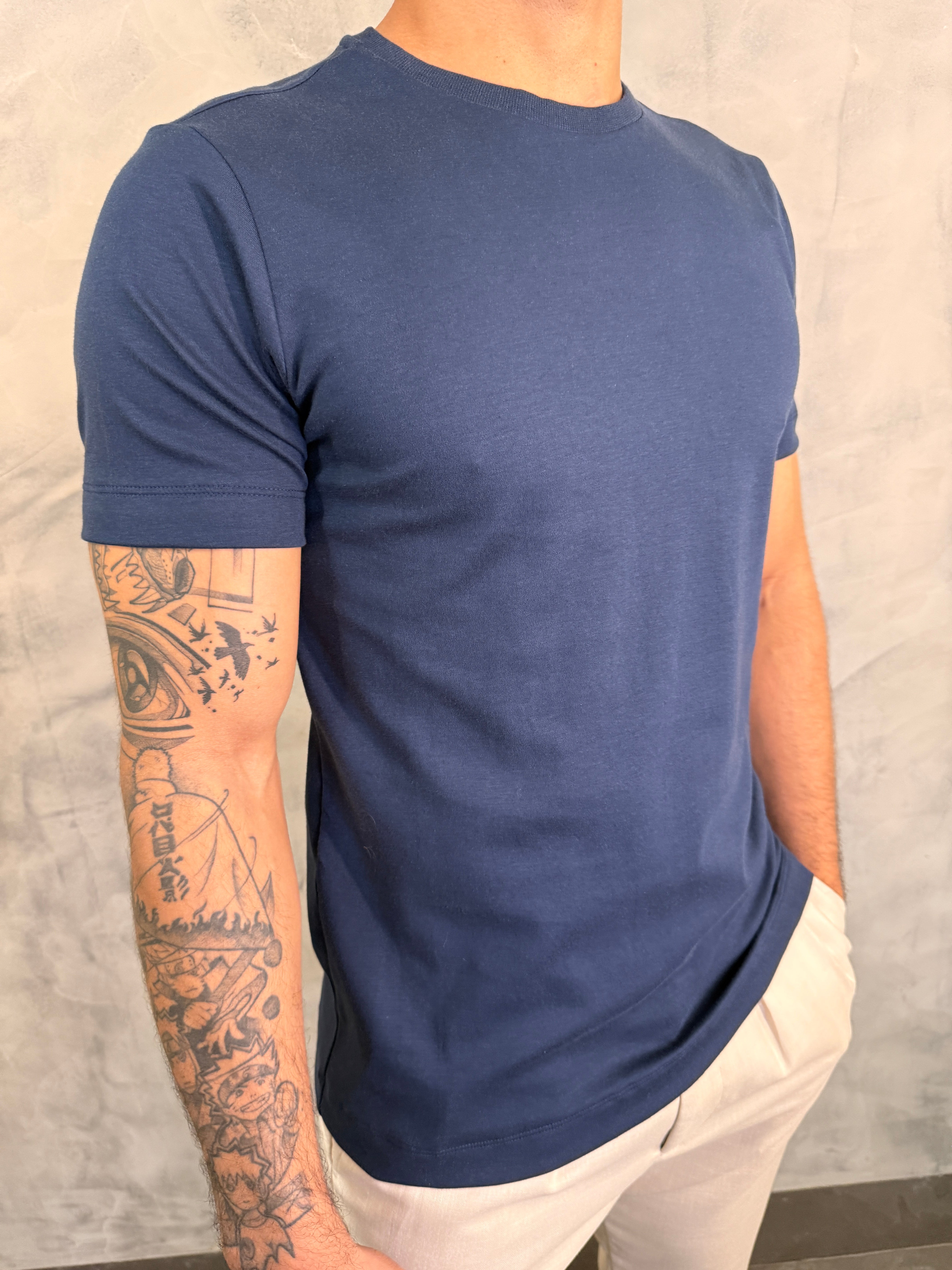 CAMISETA BÁSICA HERMES PONTO H MARINHO