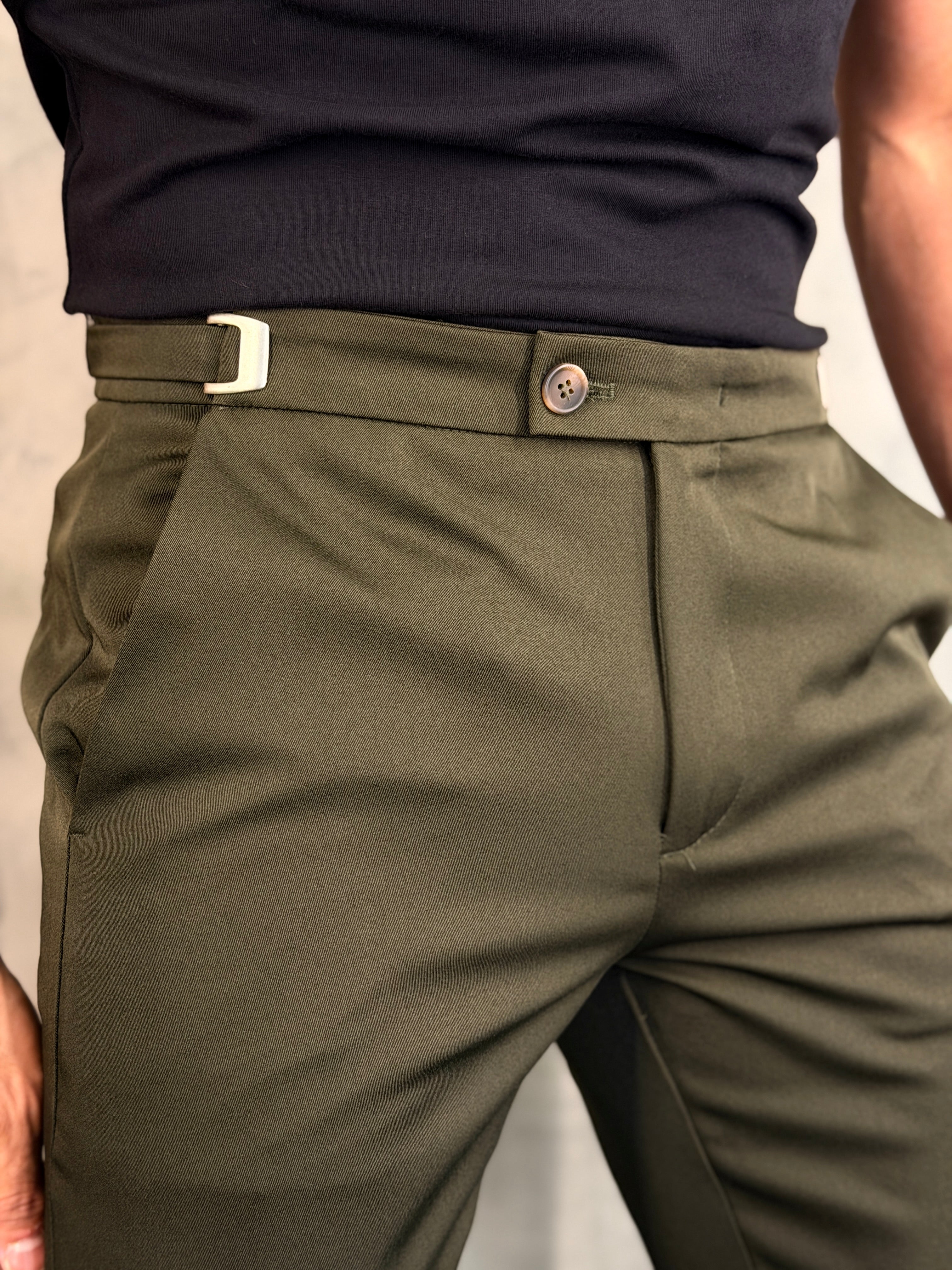 CALÇA ALF. VIENA AJUSTE CATRACA PONTO H VERDE MILITAR