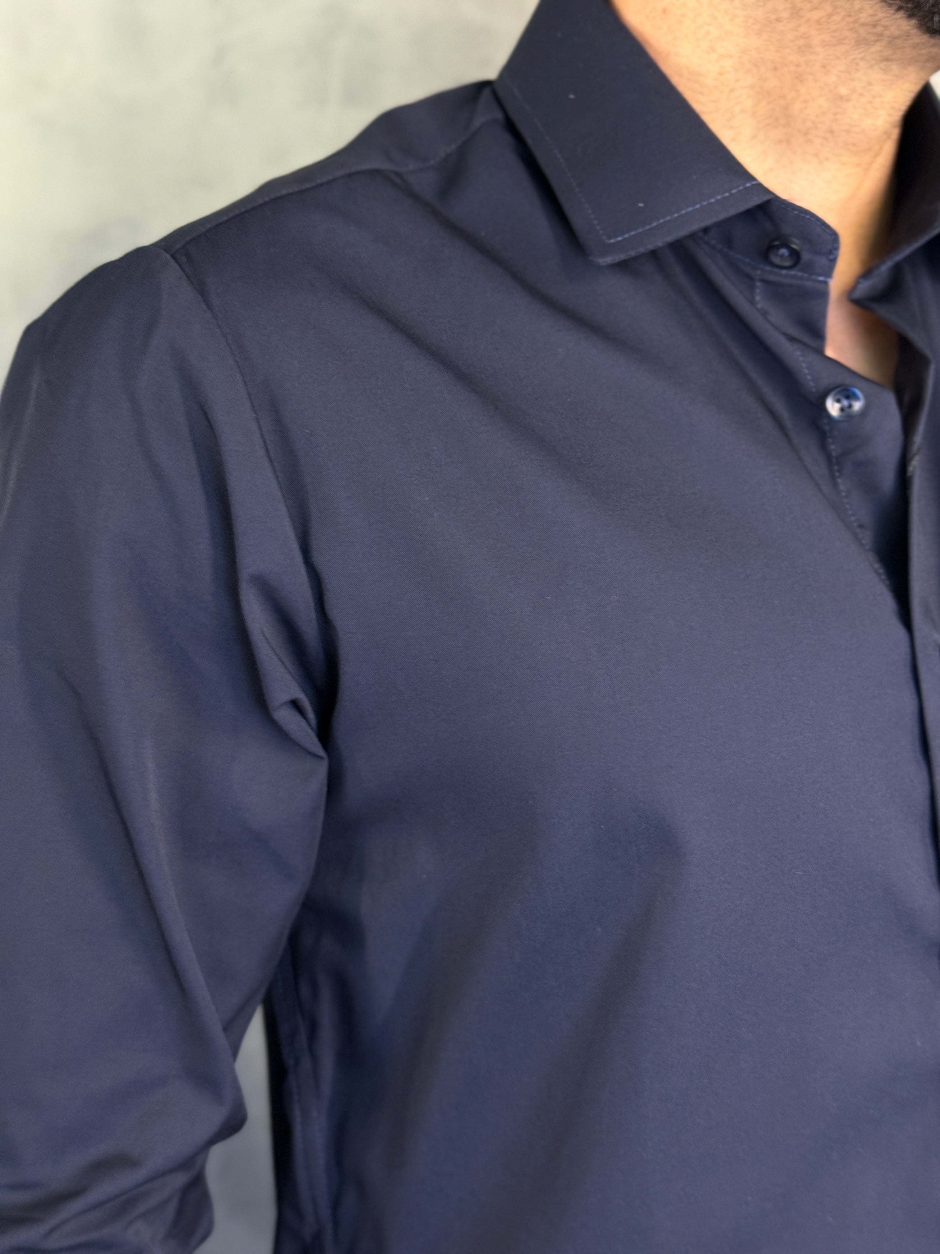 CAMISA M/L FIBRA DE BAMBU PONTO H MARINHO