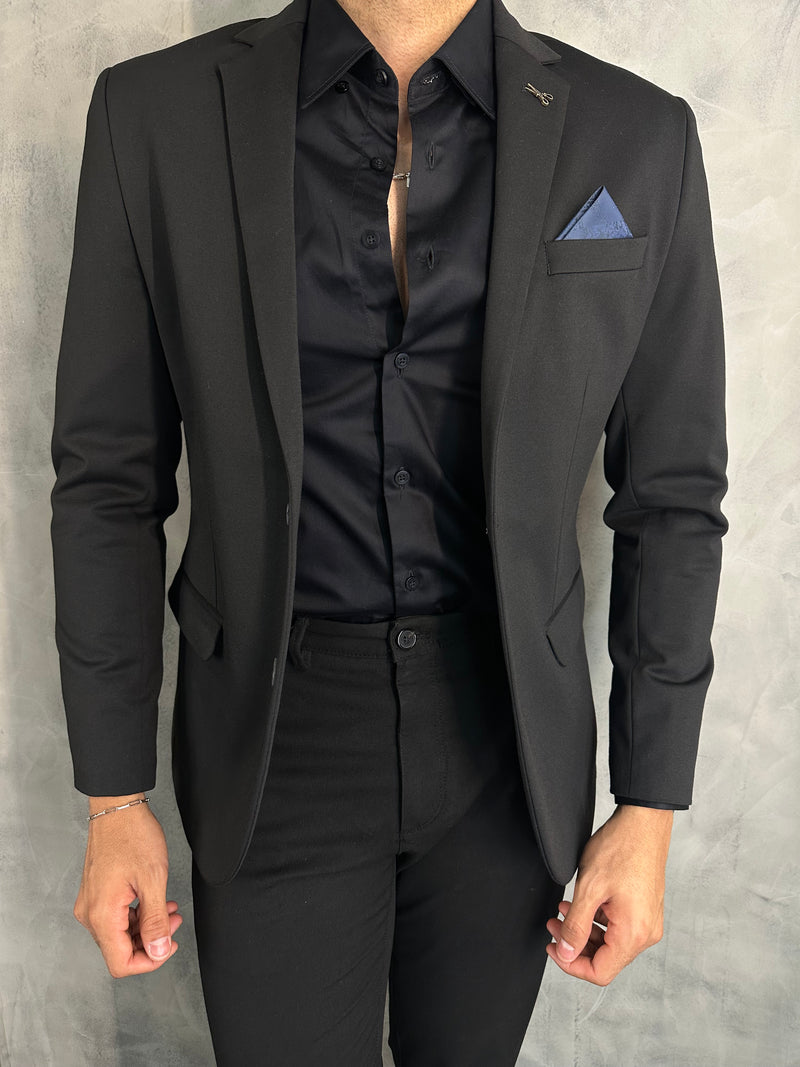 BLAZER SLIM MALHA LISA DOCTHOS PRETO