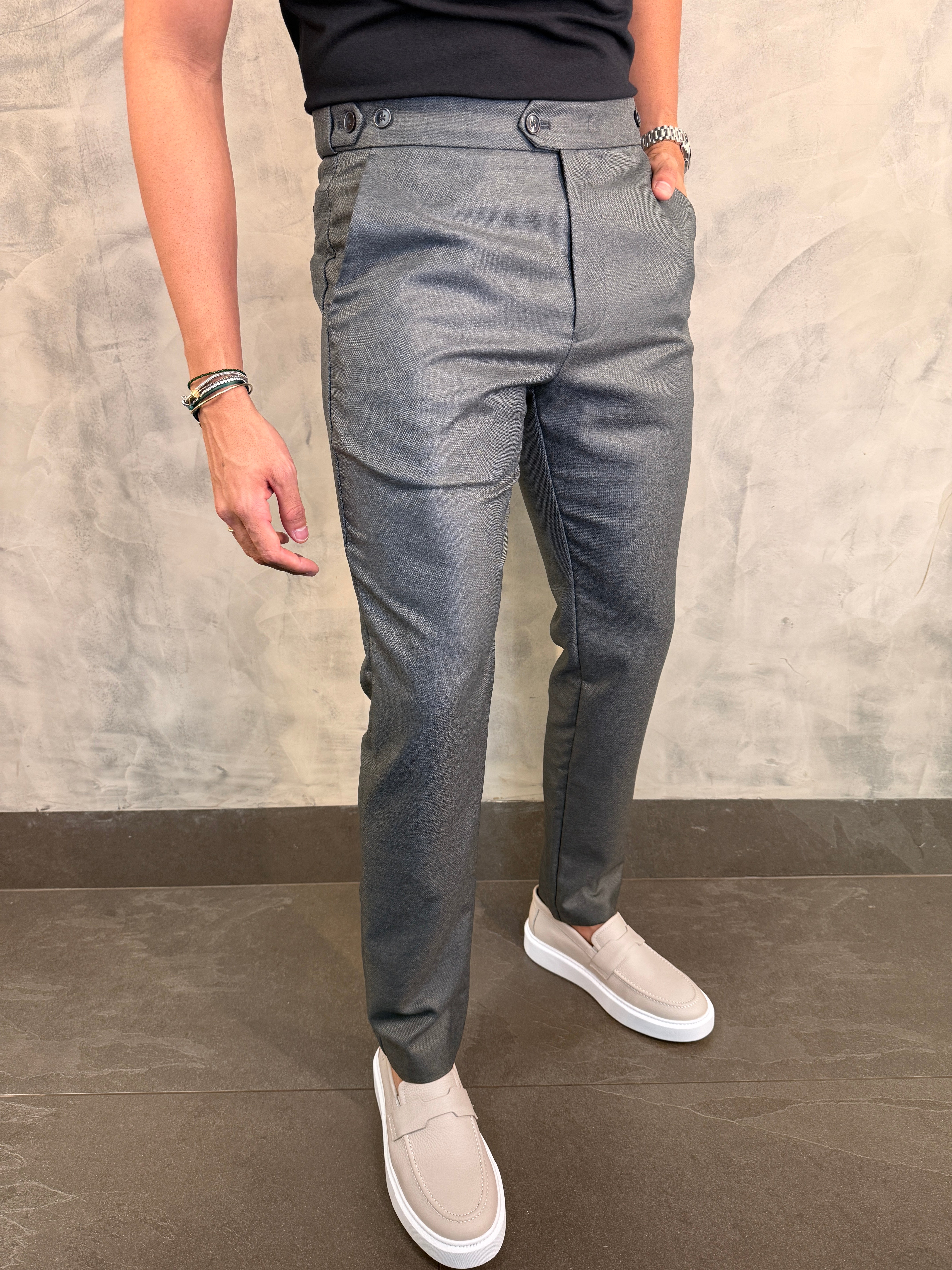 CALCA ALF. SLIM STRETCH AJUSTE BOTÃO ELÁSTICO PONTO H