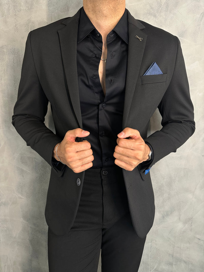 BLAZER SLIM MALHA LISA DOCTHOS PRETO