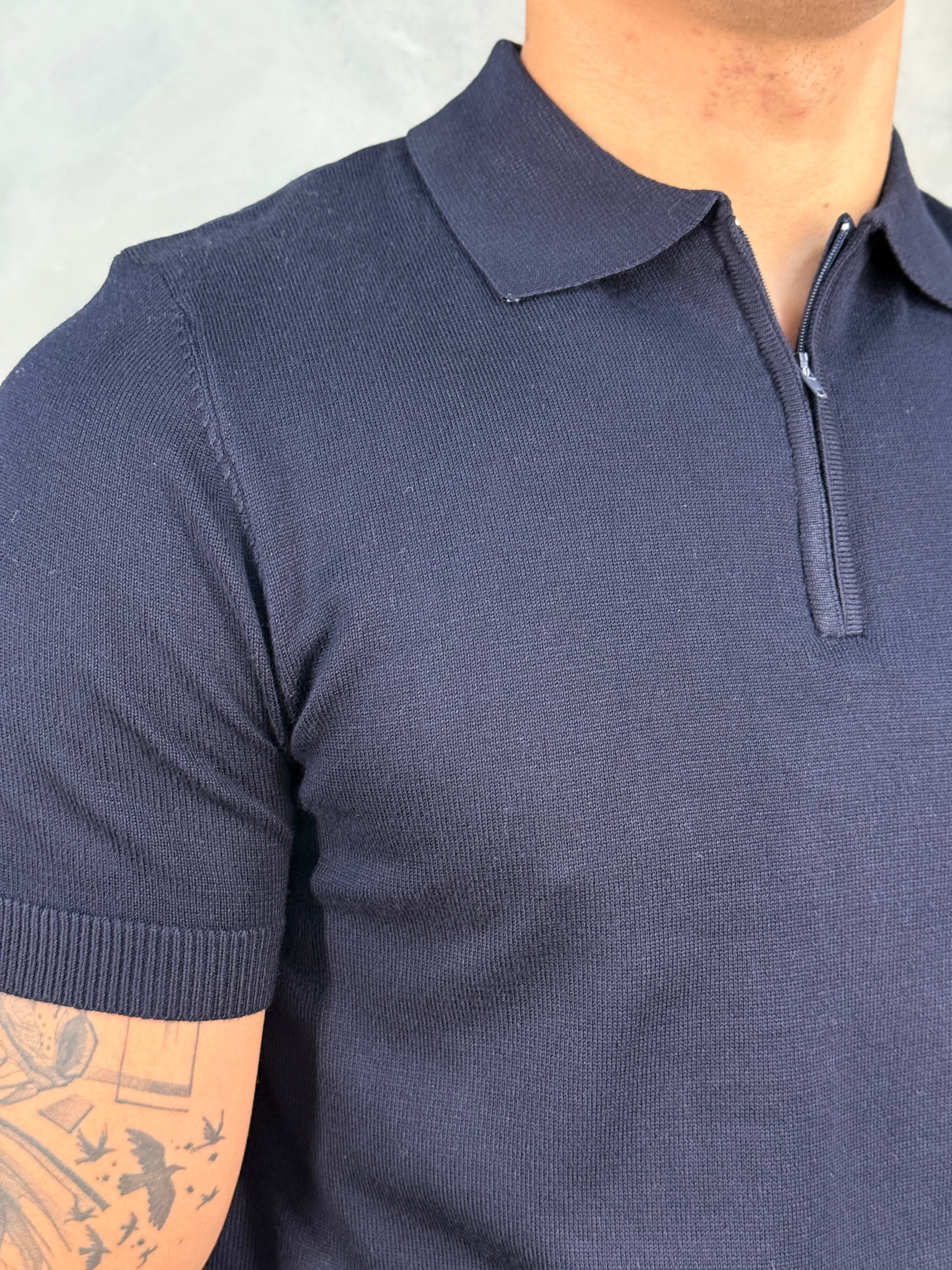 POLO TRICOT GOLA ZIPER PONTO H