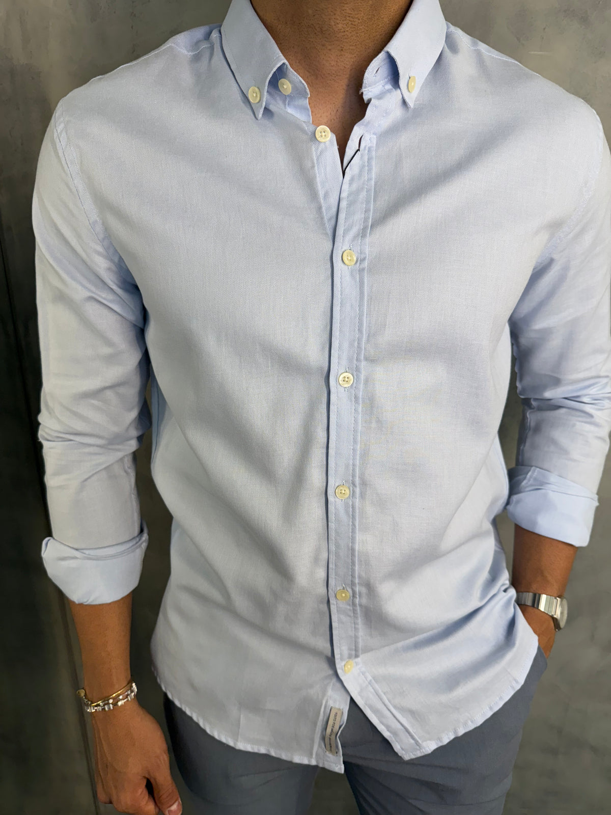 CAMISA M/L BUTTON DOWN INDICCATTO AZUL BB