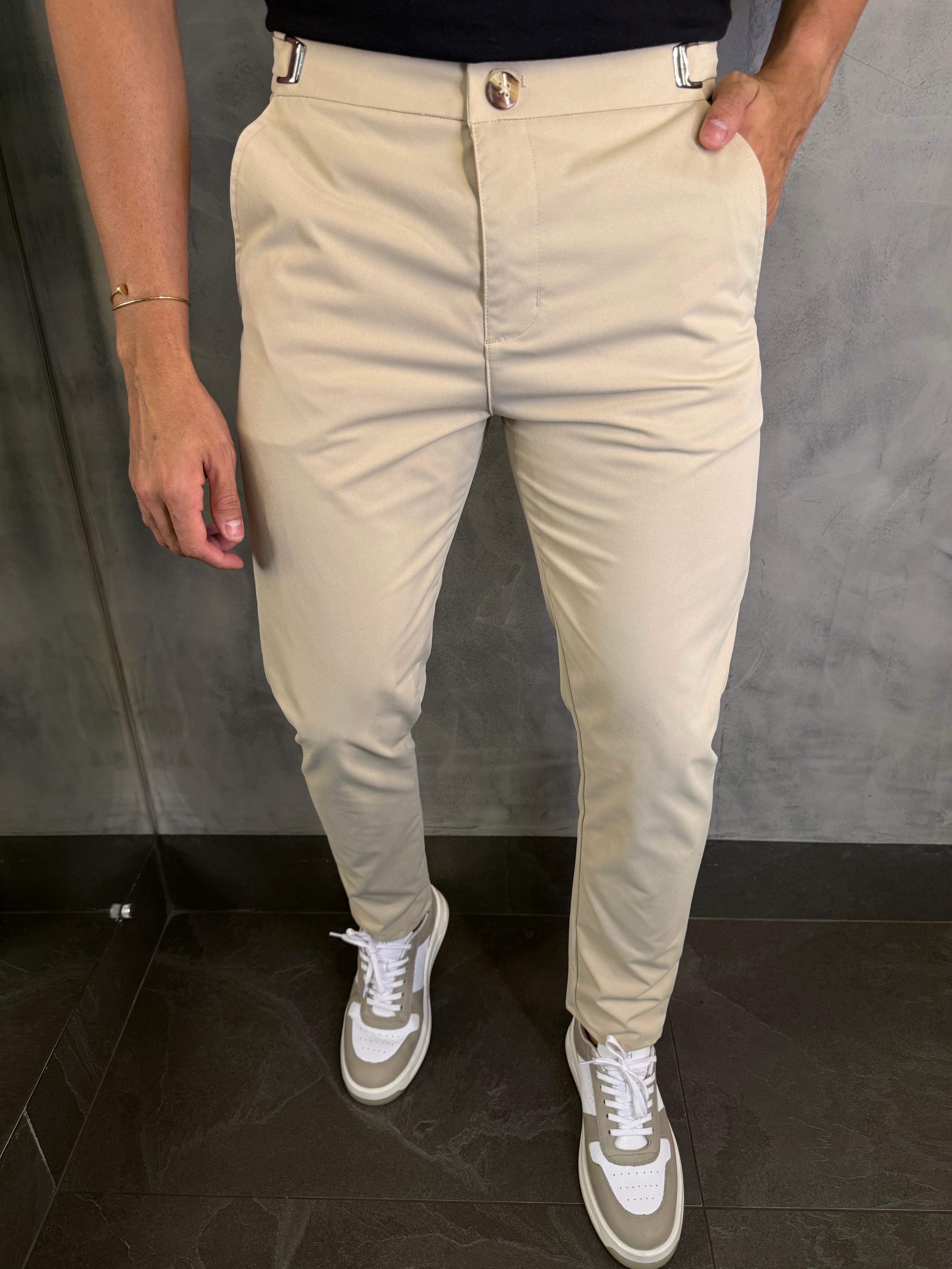 CALÇA ALF. MÔNACO AJUSTE CATRACA PONTO H AREIA