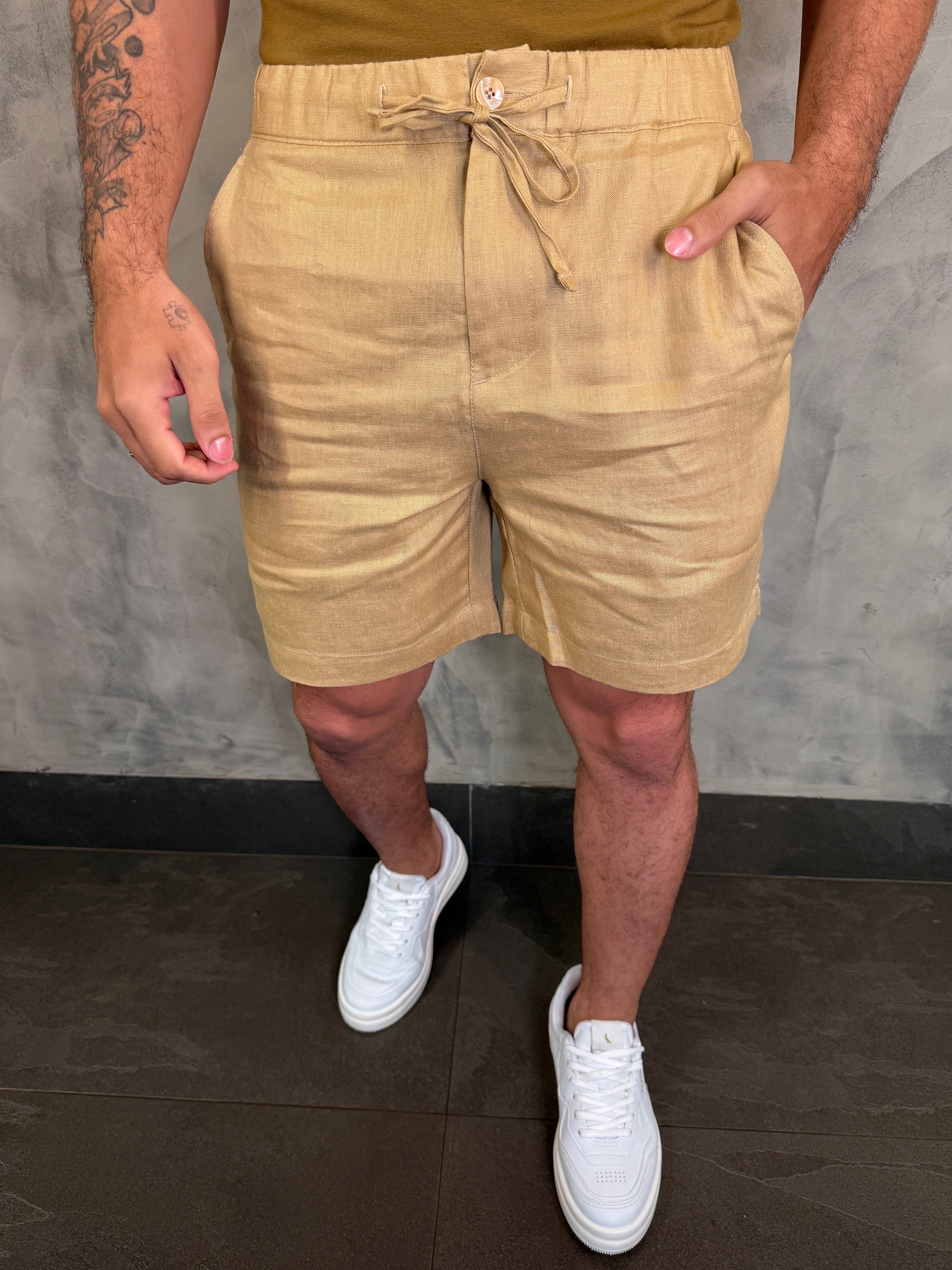 SHORT CASUAL PURO LINHO PONTO H