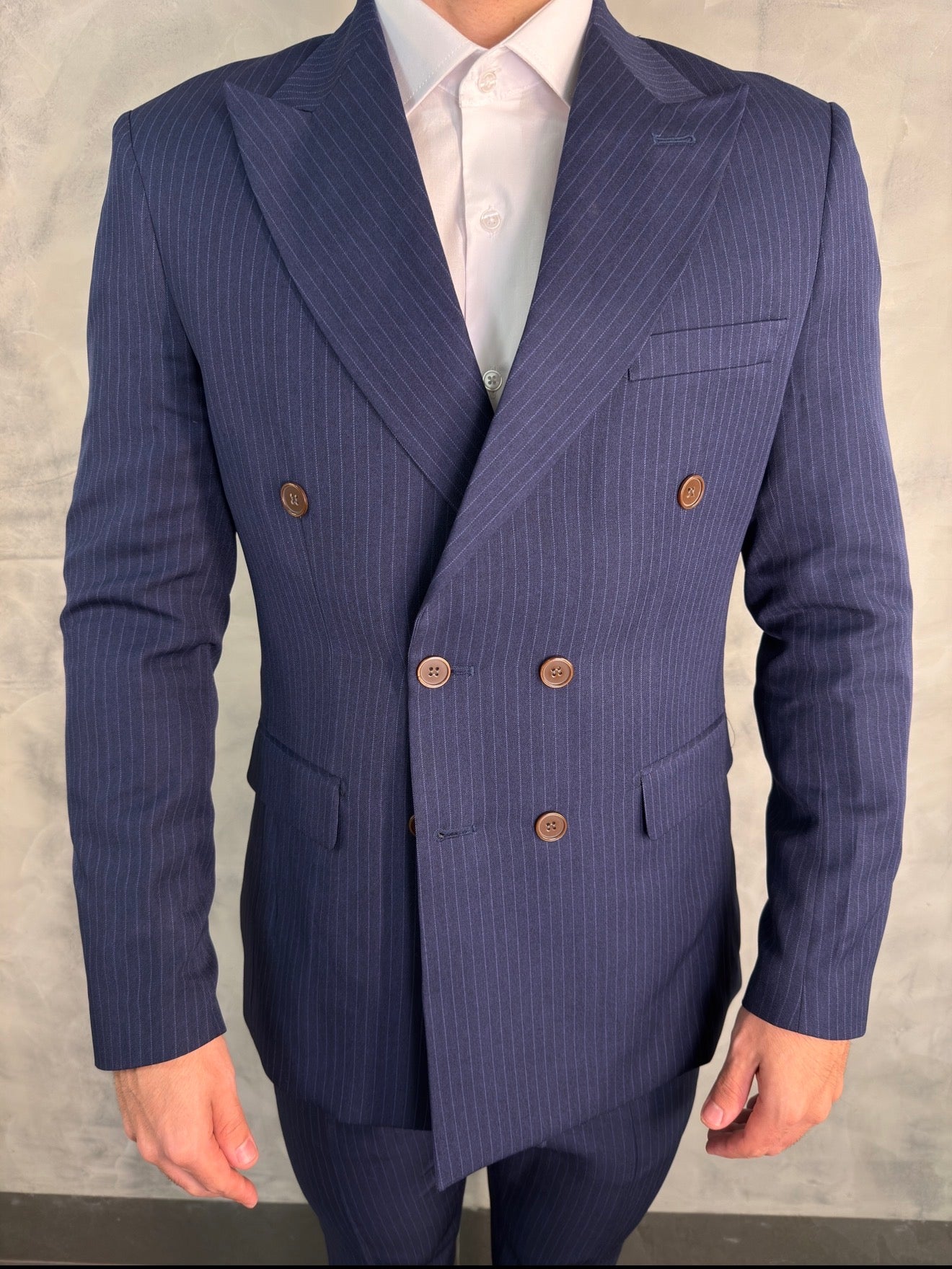 COSTUME SLIM TRANSPASSADO RISCA DE GIZ FATIOTA MARINHO