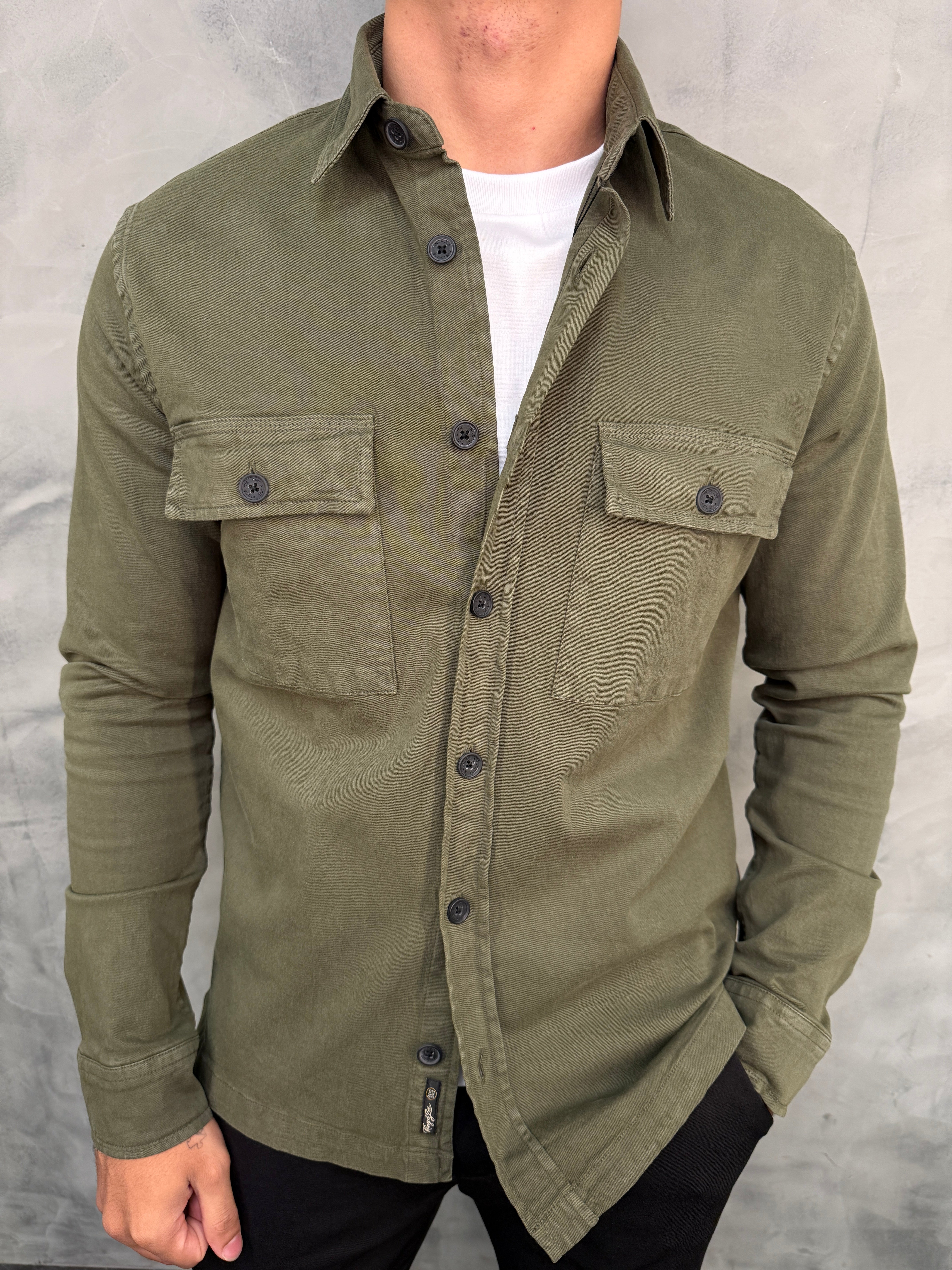 OVERSHIRT FLEXTWILL CARGO KINGEJOE VERDE MILITAR