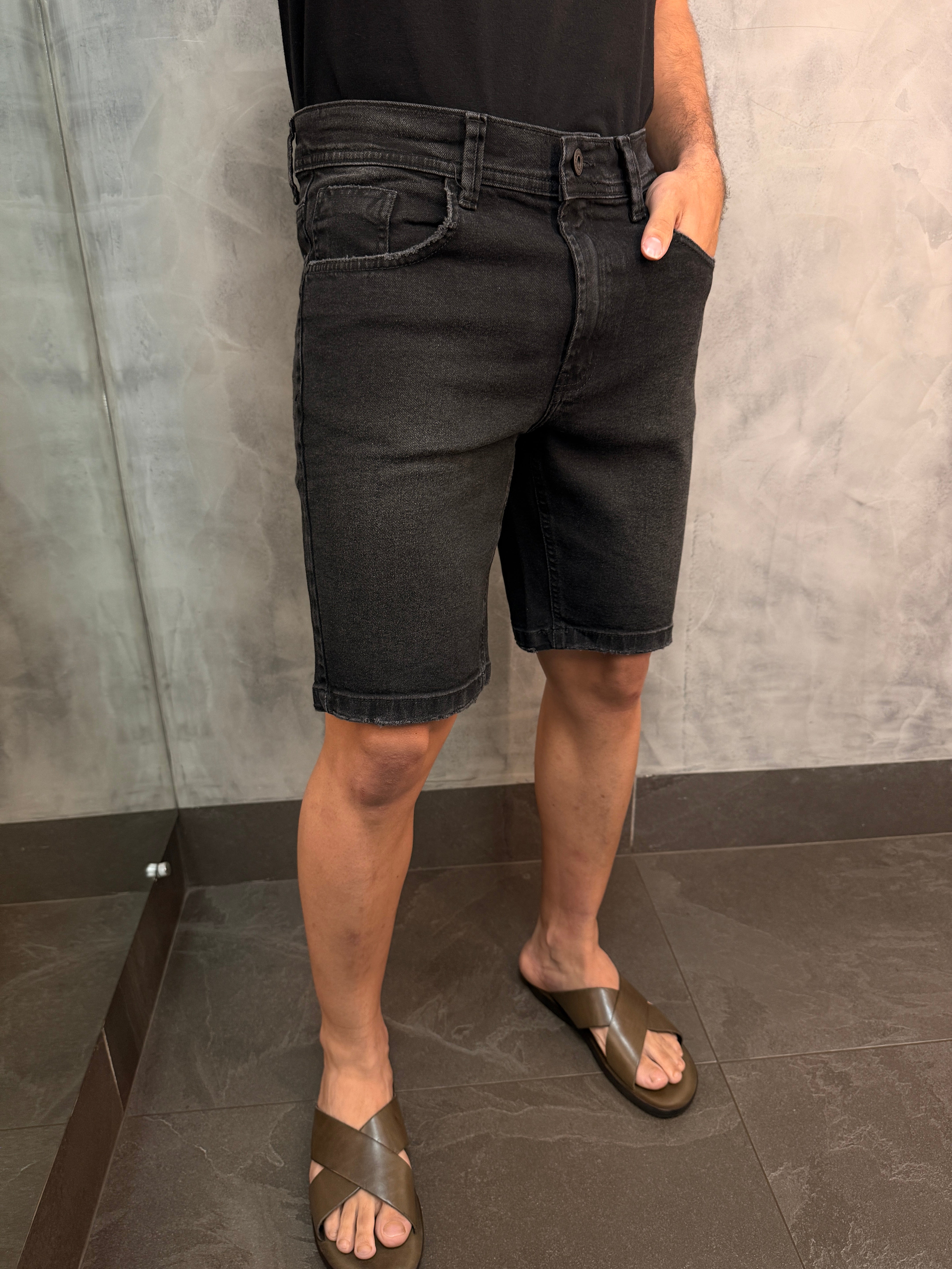 BERMUDA JEANS SLIM DLZ PRETO