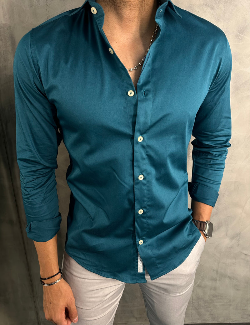 CAMISA M/L TRICOLINE OXING VERDE TURQUESA