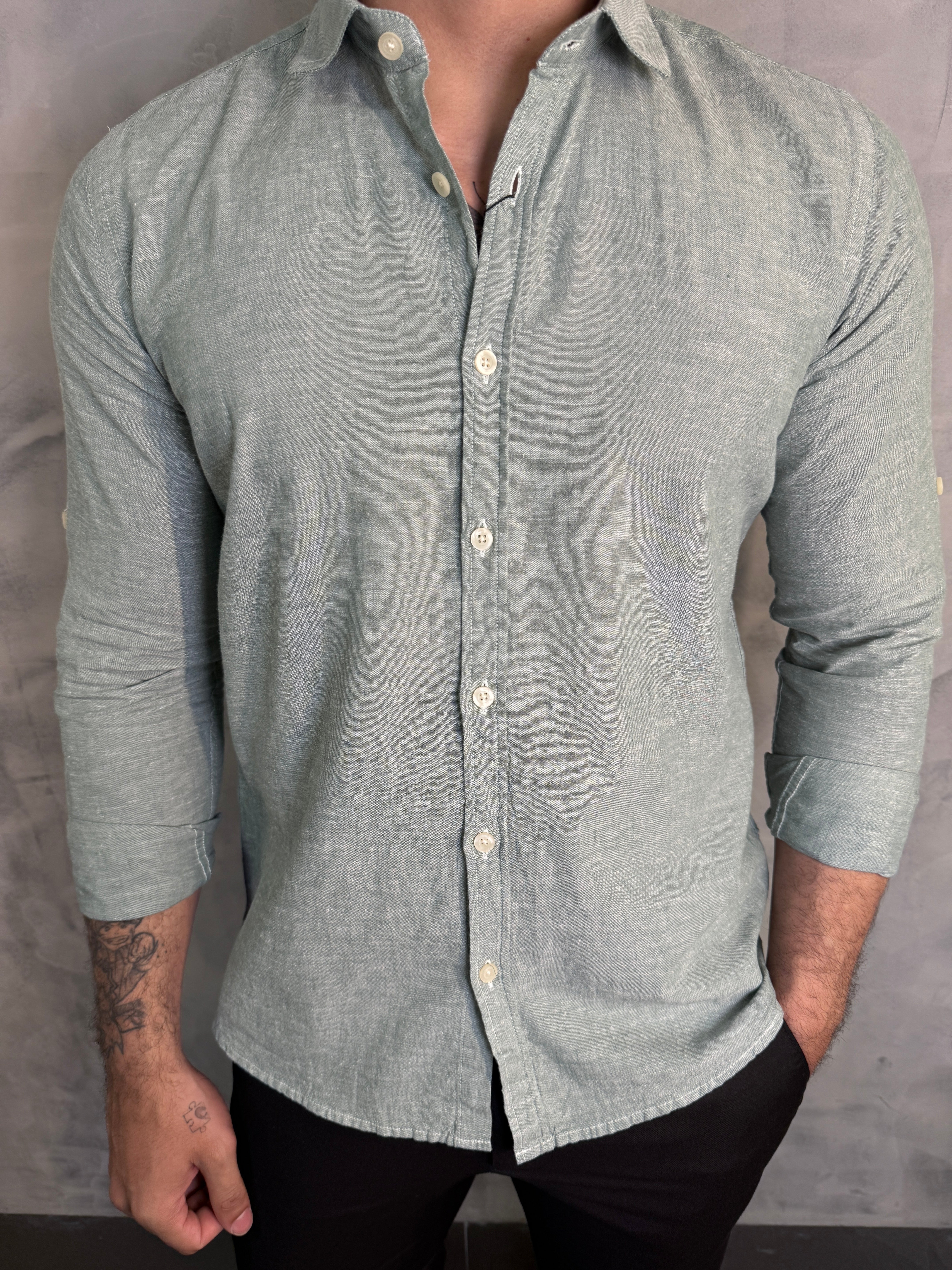 CAMISA M/L MARESIA PONTO H VERDE MENTA