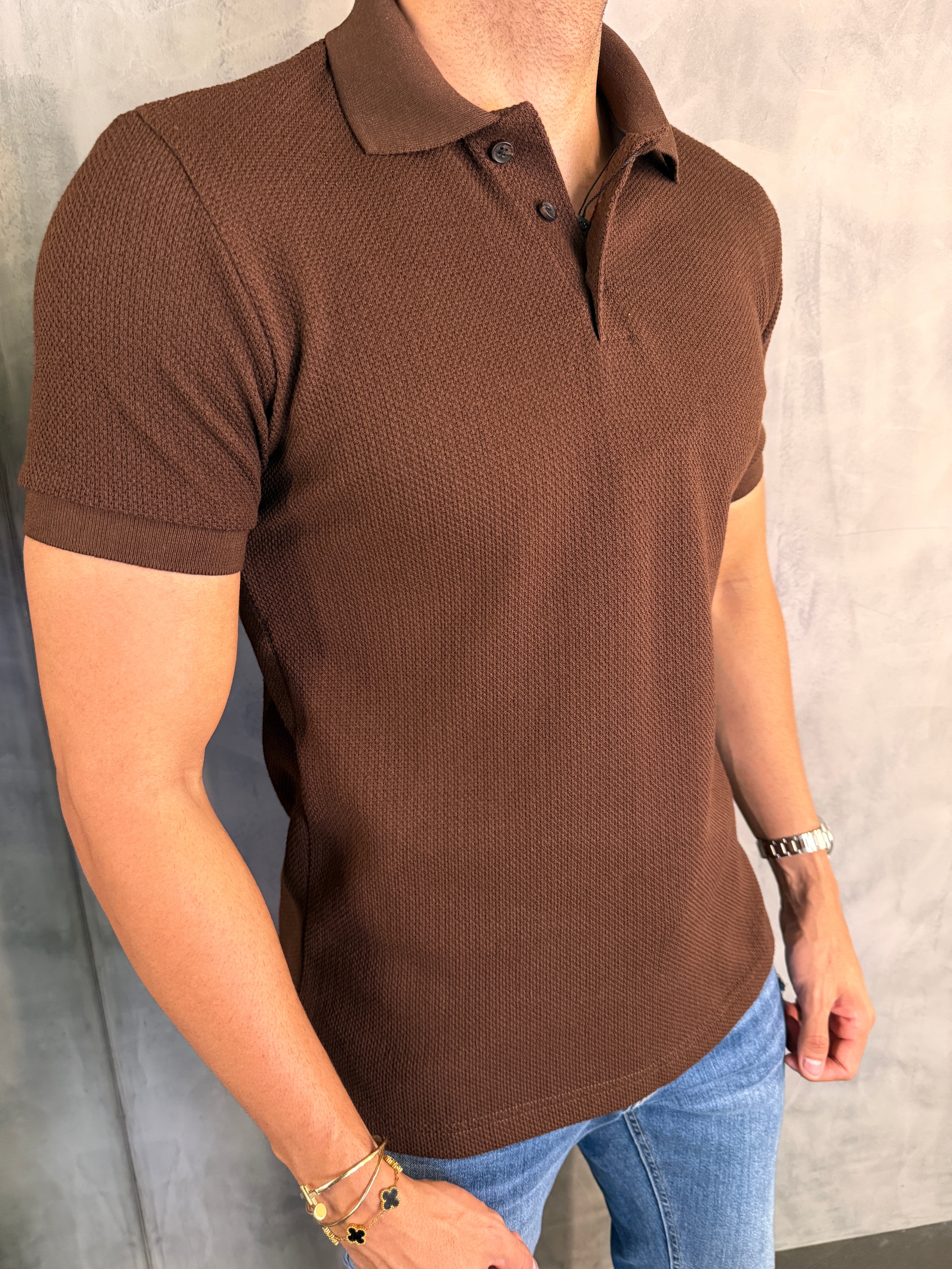 POLO MALHA TRICOT KINGEJOE MARROM