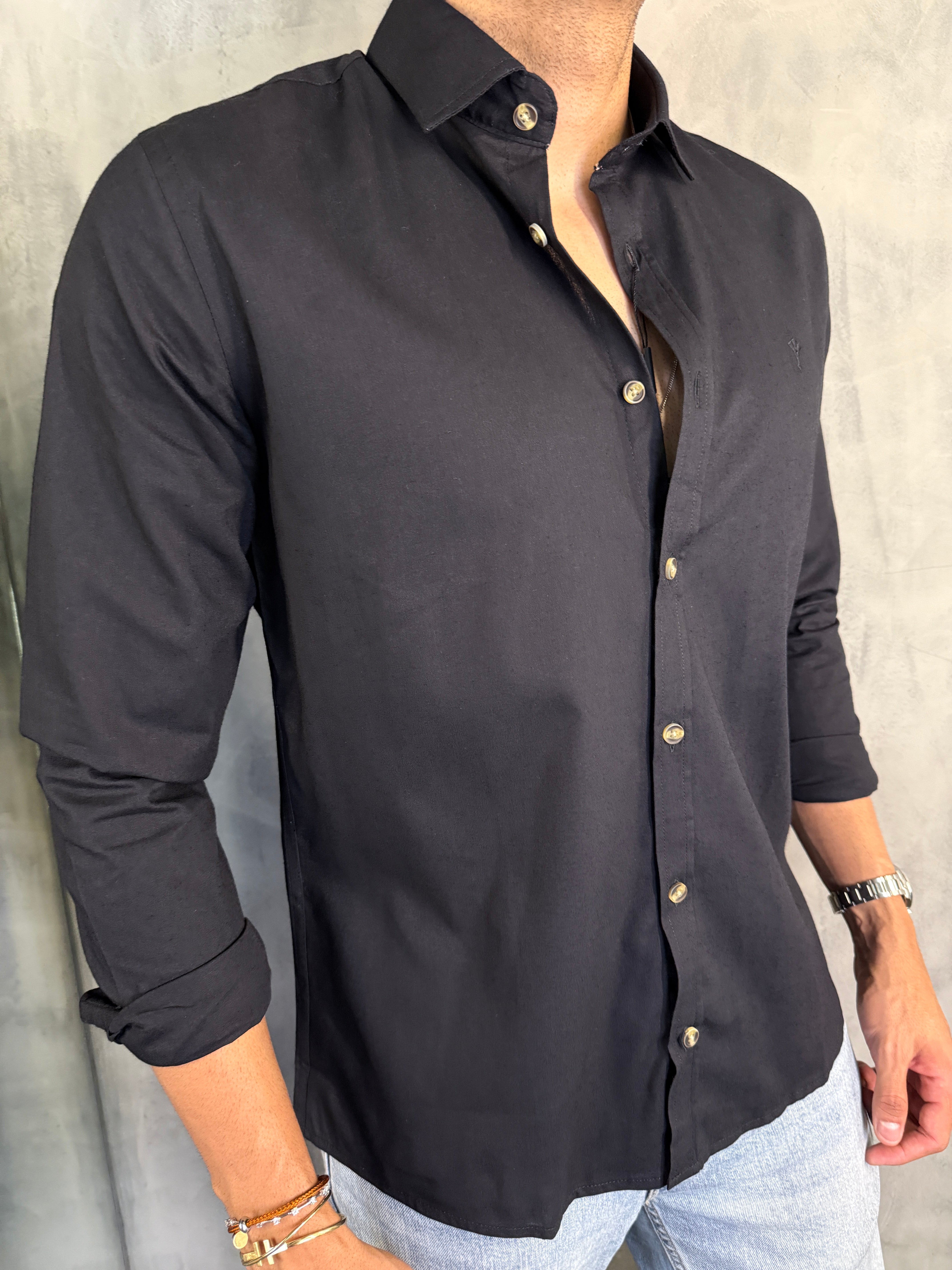 CAMISA DE VISCOLINHO M/L INDICCATTO PRETO