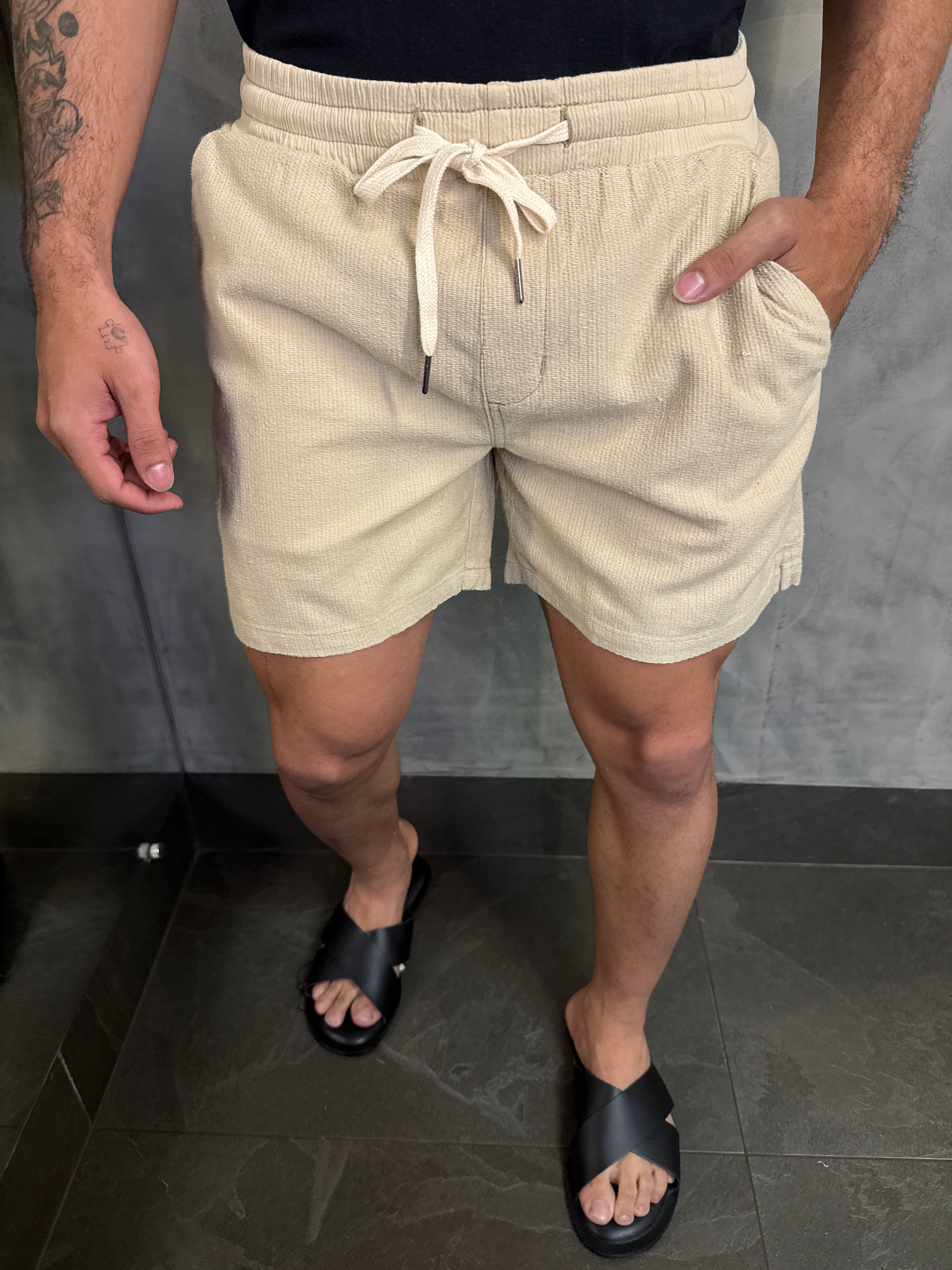 SHORTS COTTON PREMIUM TEXTURA KINGEJOE KAKI