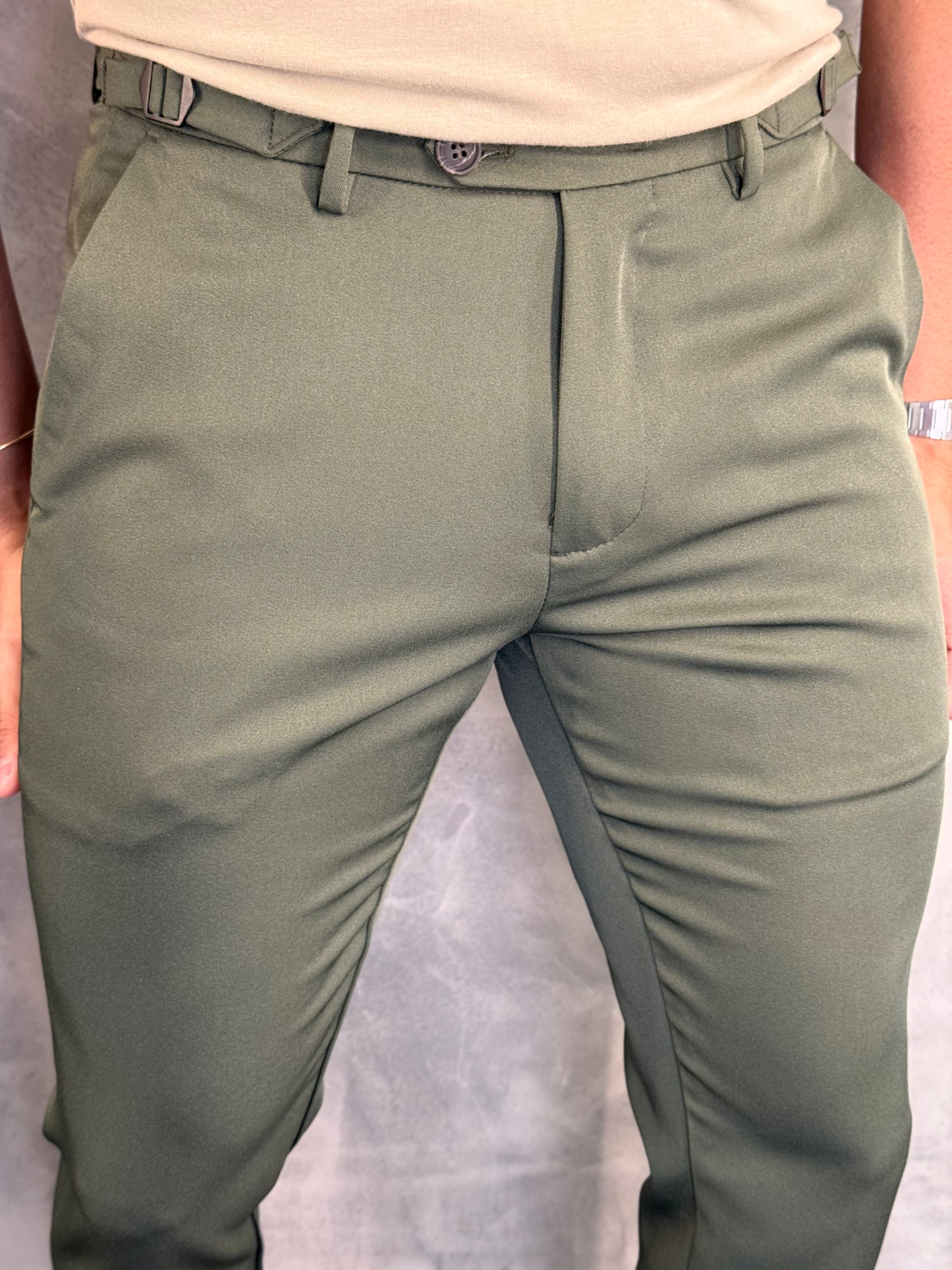 CALÇA ALF. VERONA AJUSTE LATERAL PONTO H VERDE MILITAR