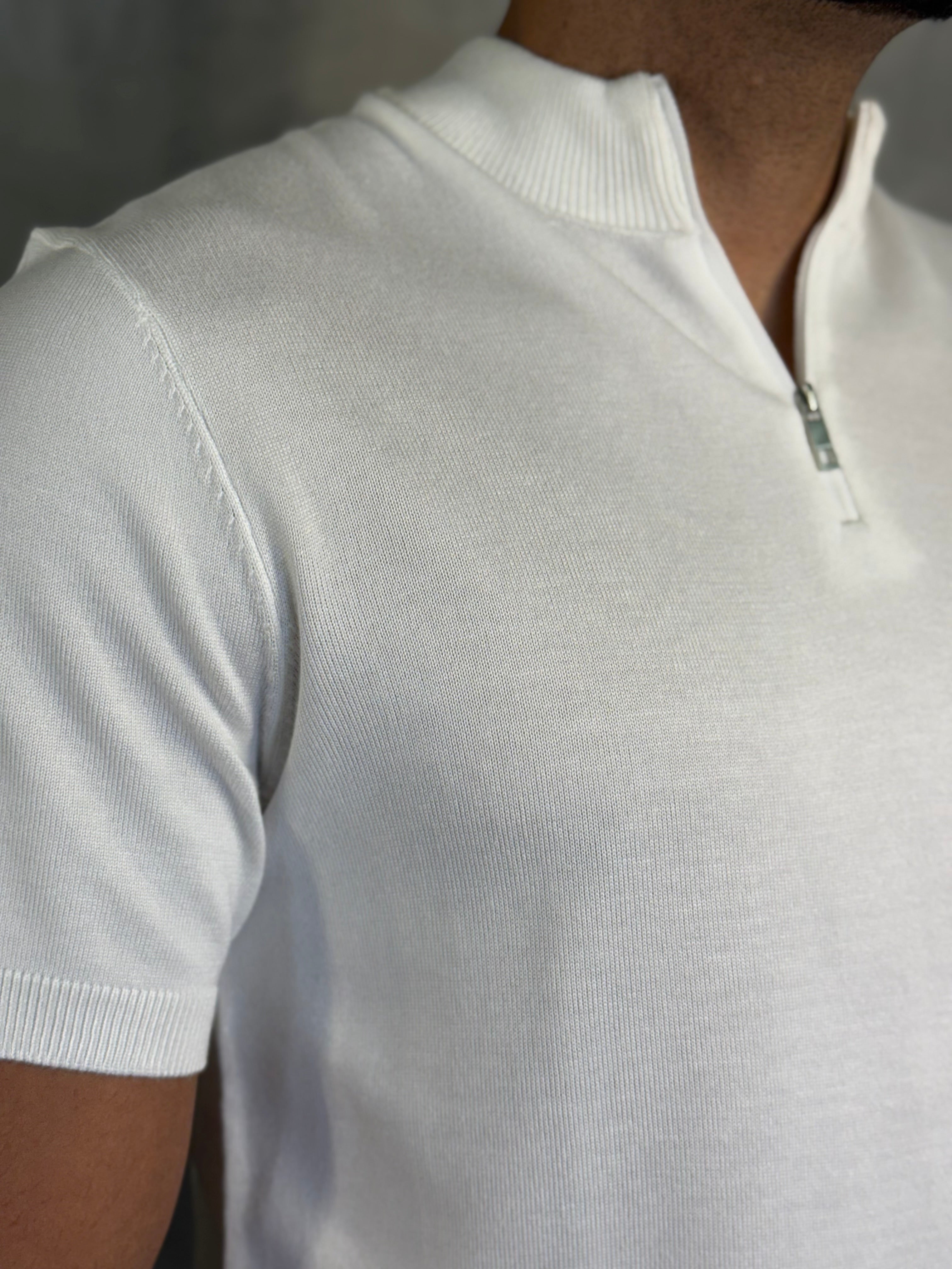 CAMISETA GOLA MÉDIA ZÍPER TRICOT PONTO H
