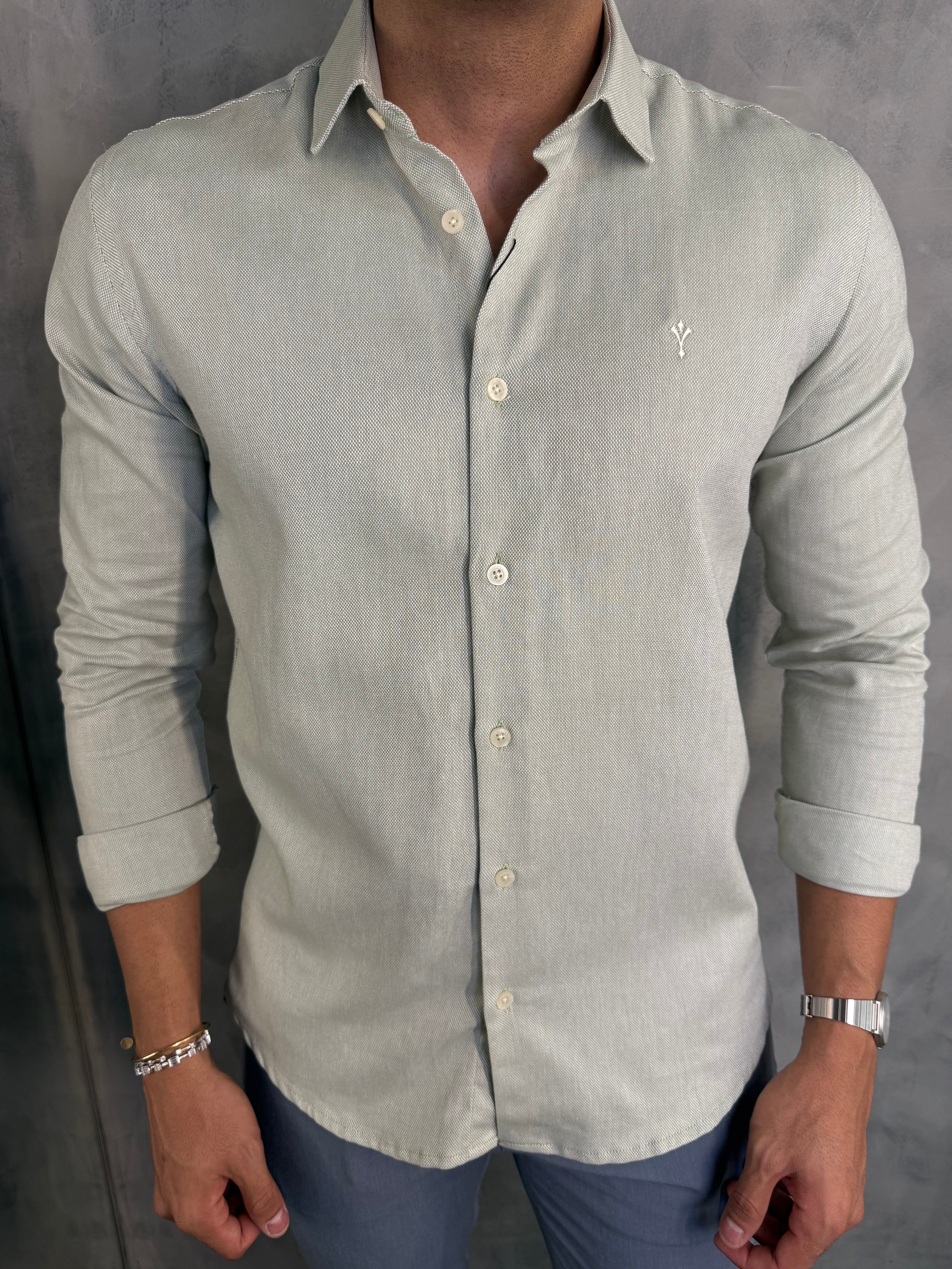 CAMISA M/L JAIPUR INDICCATTO VERDE AGUA