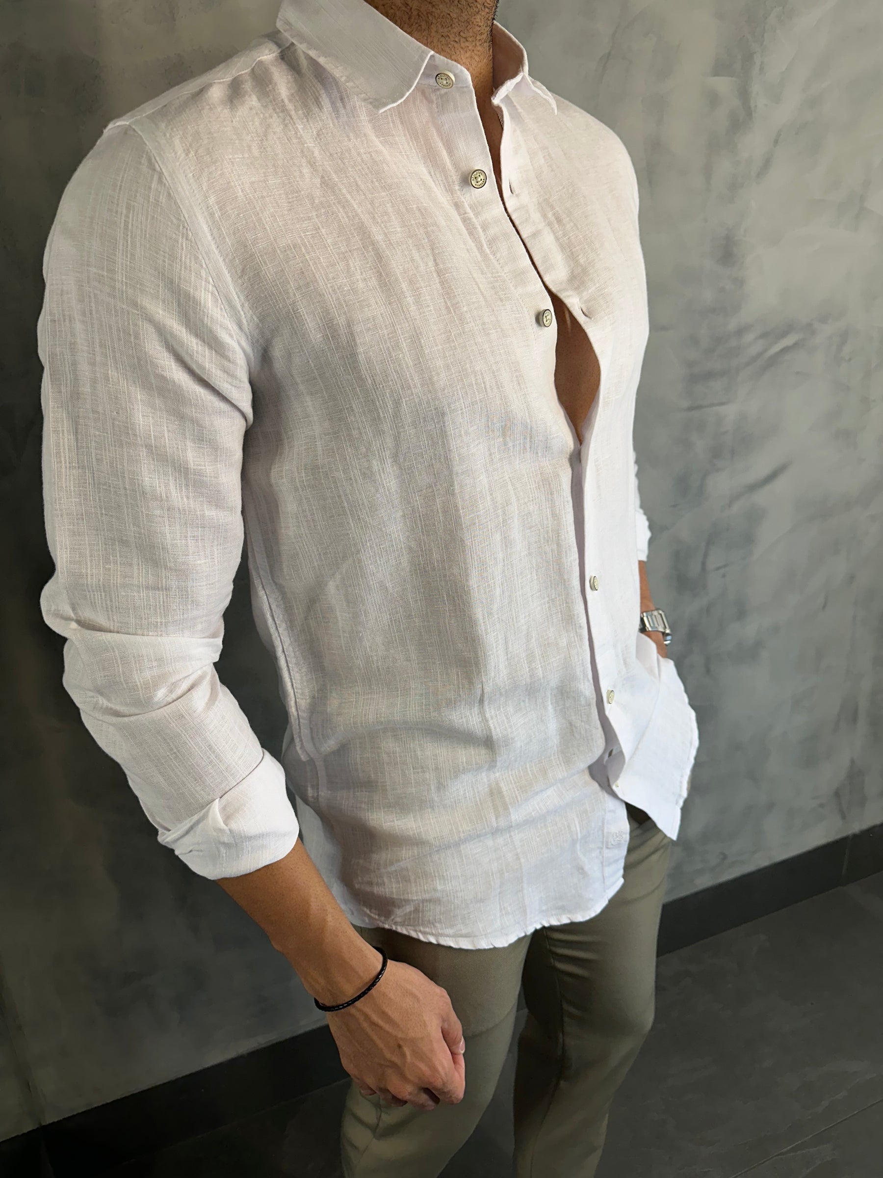 CAMISA M/L LINHO CONTINUA SIMPLES RESERVA BRANCO