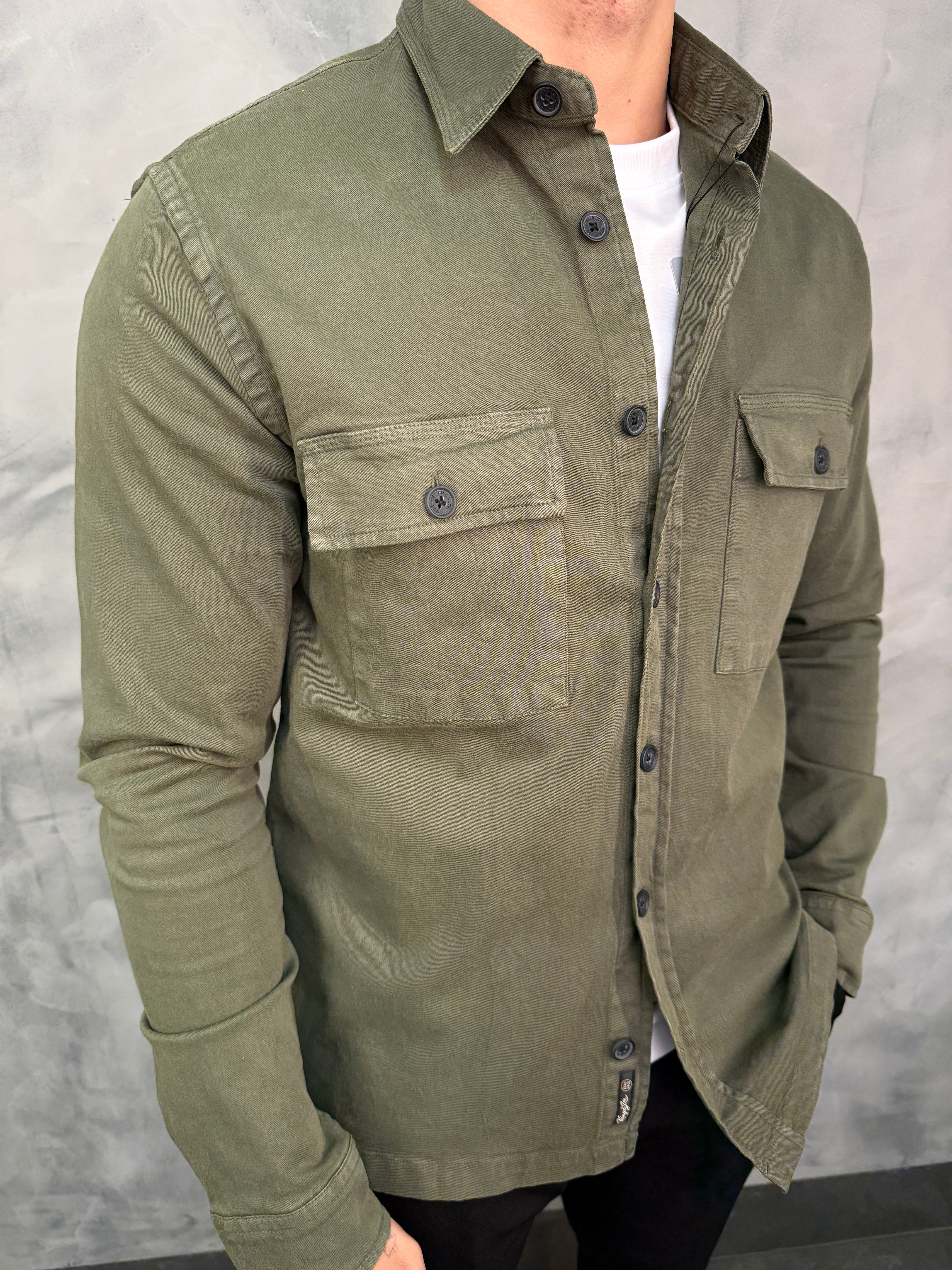 OVERSHIRT FLEXTWILL CARGO KINGEJOE VERDE MILITAR