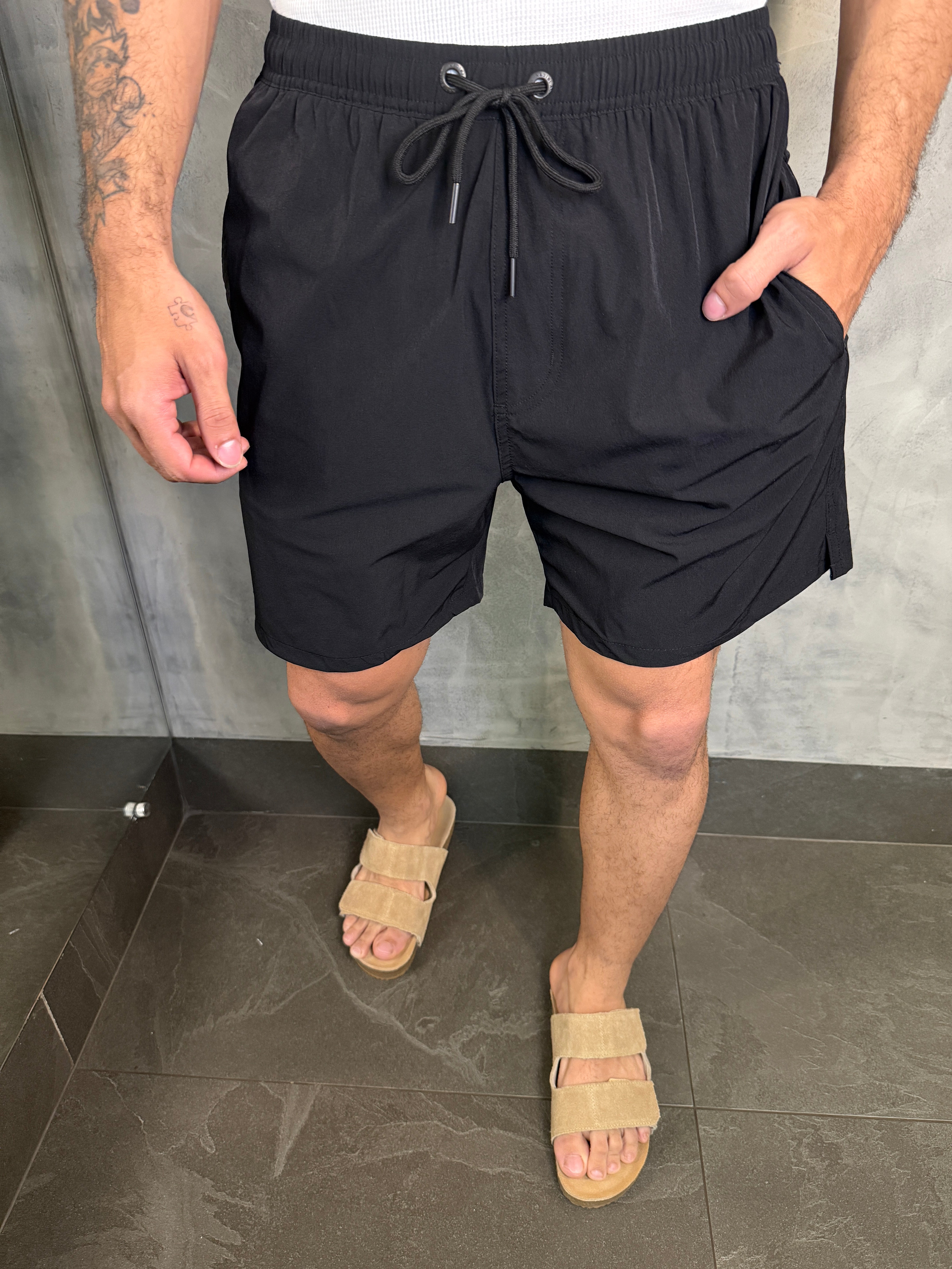 SHORTS NYLON POLIAMIDA FLEX UV50 KINGEJOE PRETO