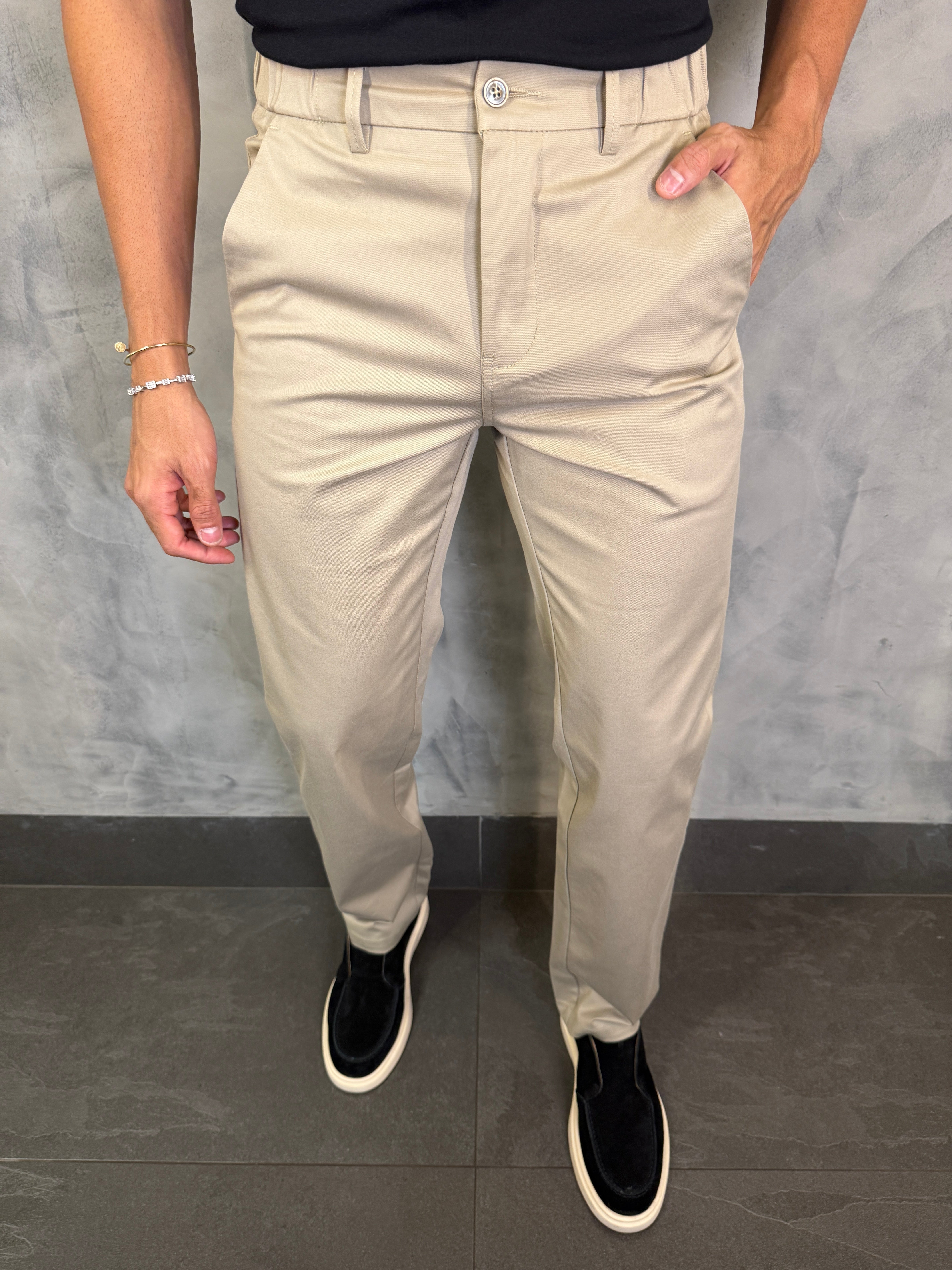 CALÇA SARJA CASUAL STRETCHC CINTURA ELÁSTICA PONTO H