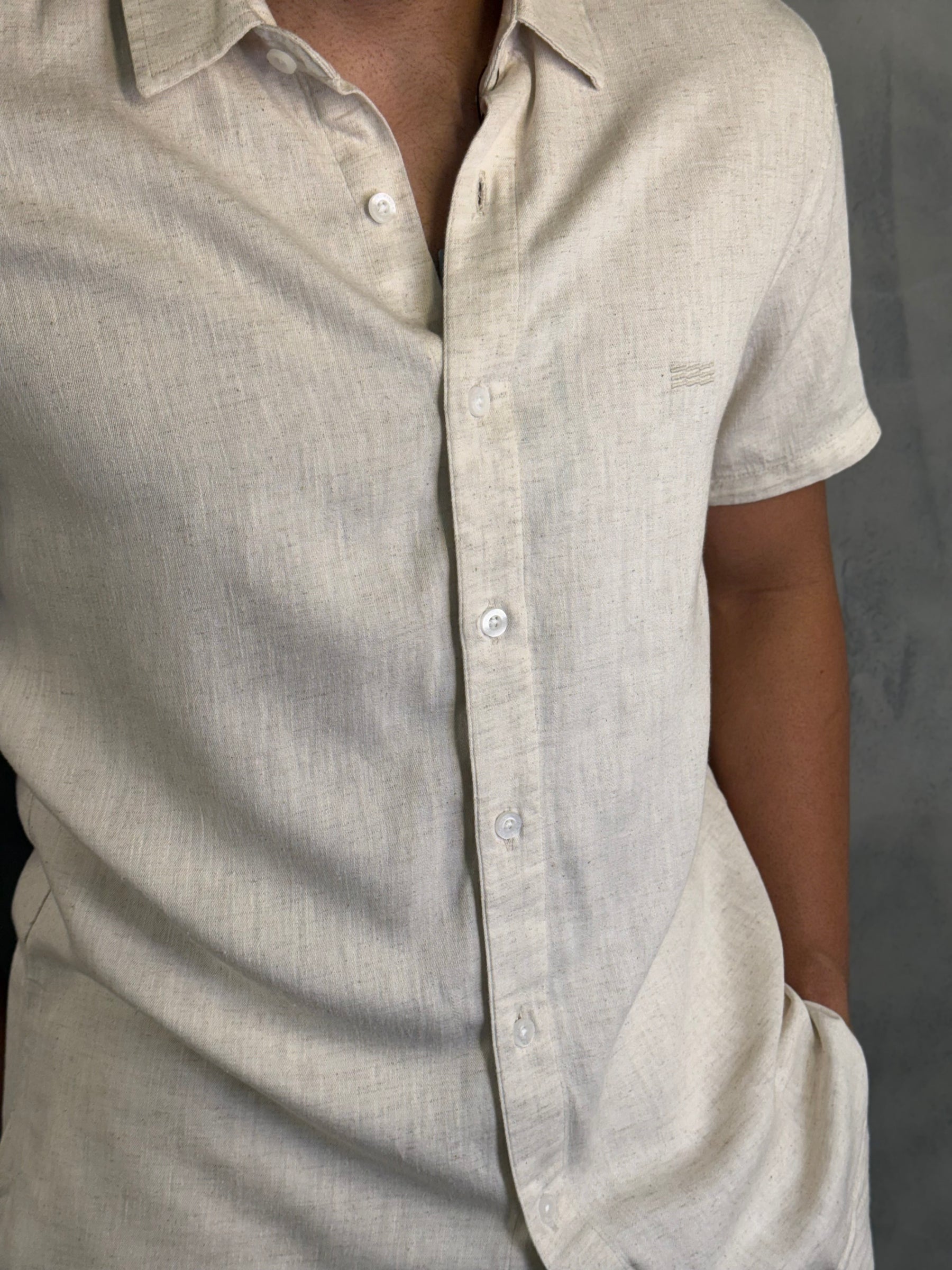 CAMISA M/C CASUAL LINHO KINGEJOE NATURAL