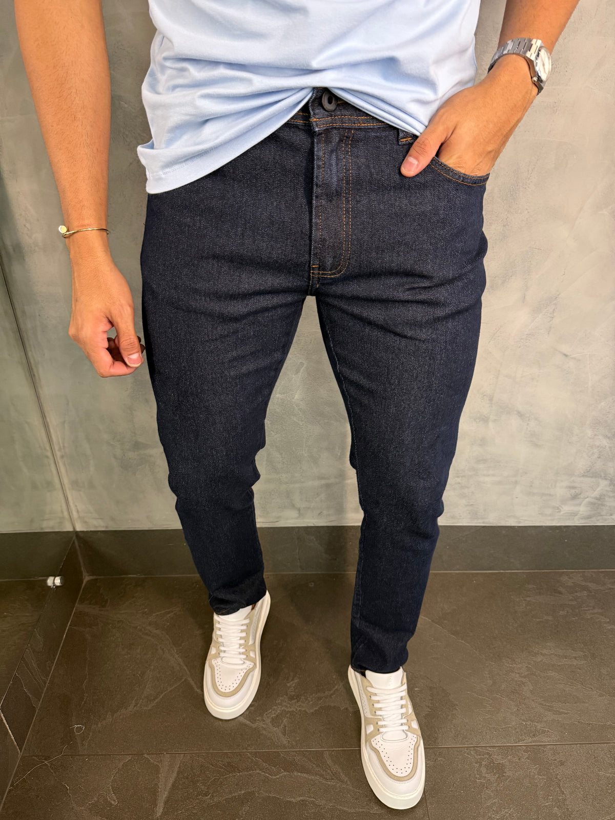 CALÇA JEANS SLIM BASIC DLZ AZUL ESCURO