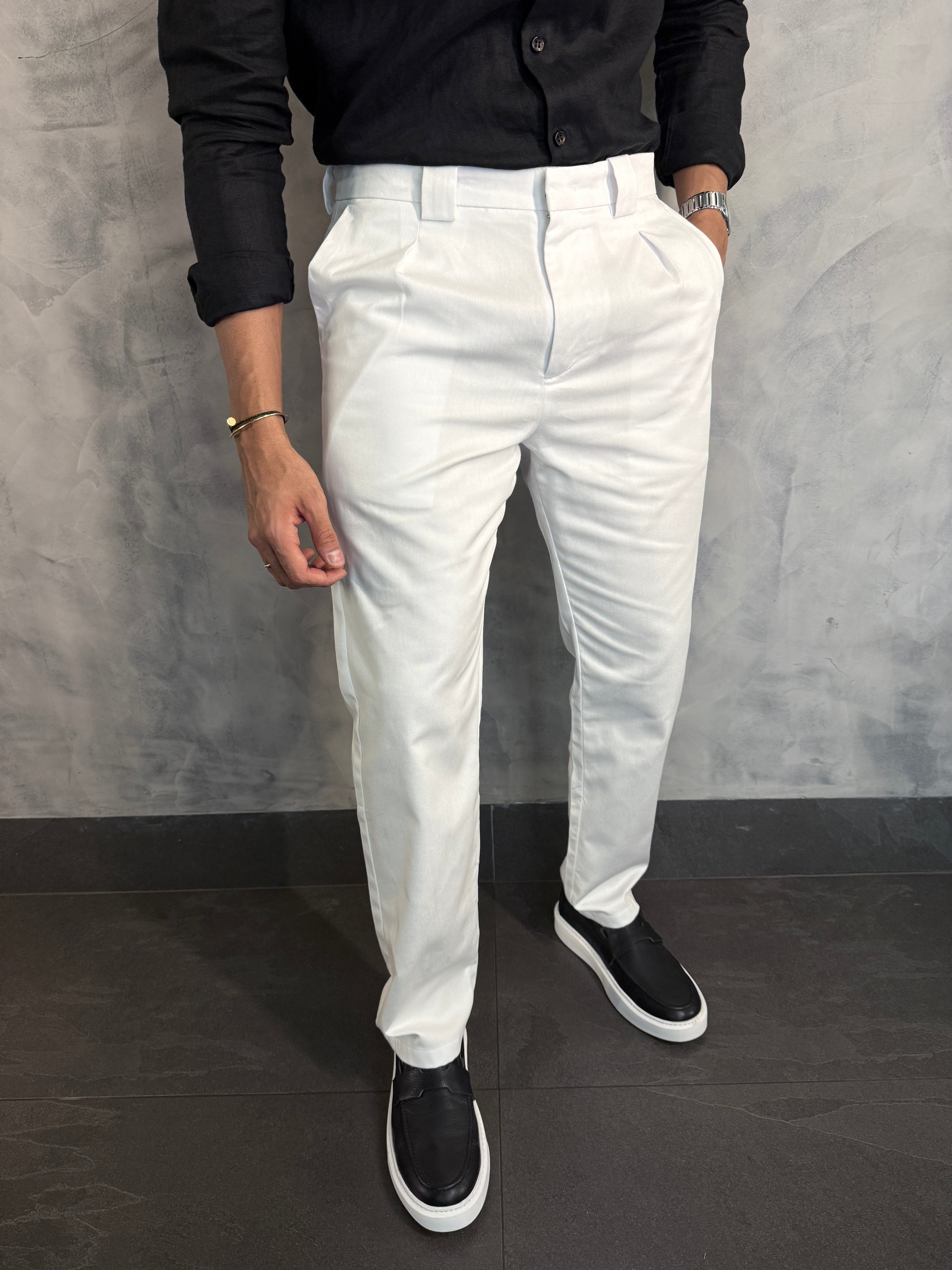 CALÇA ALF. CHICAGO RETA PONTO H BRANCO