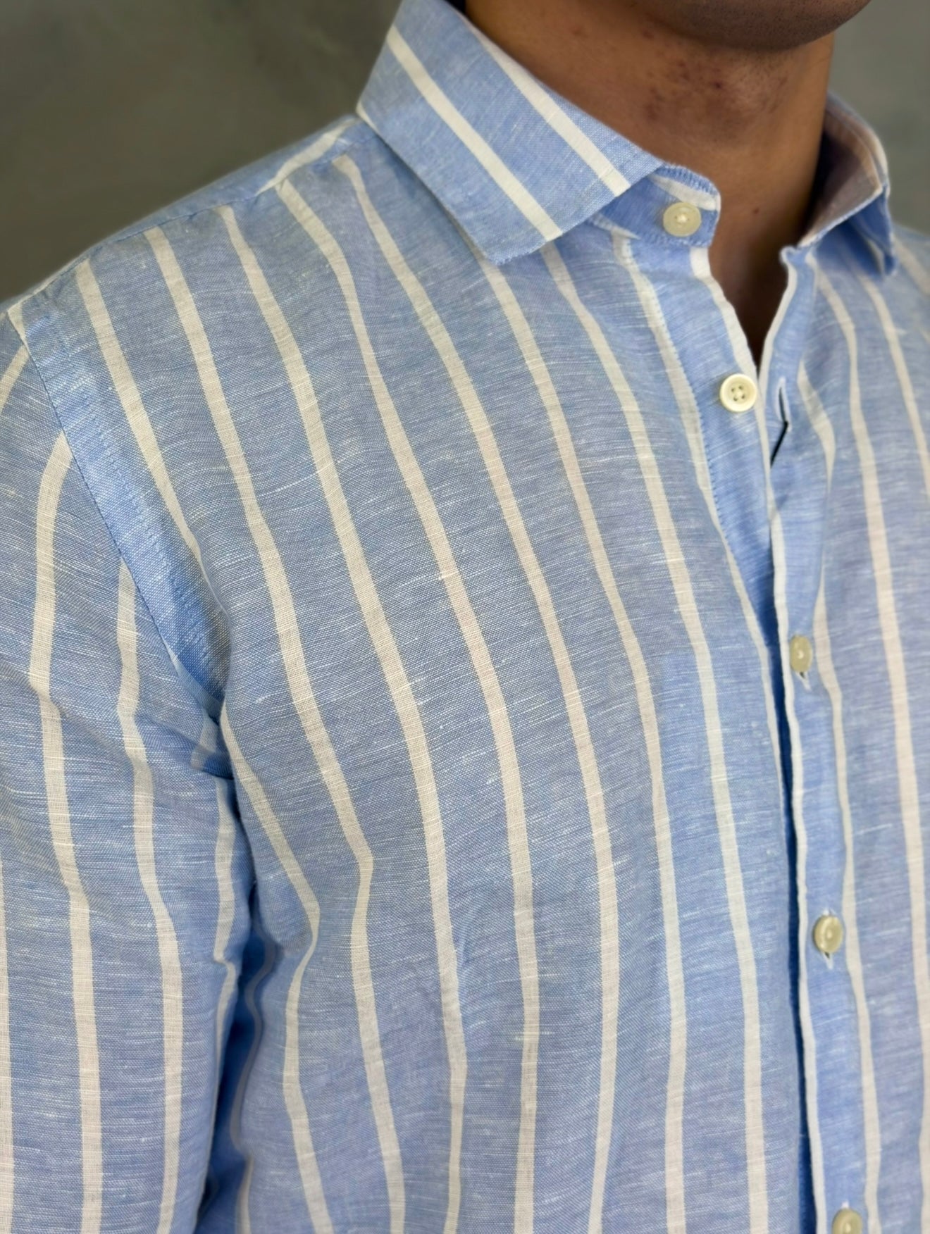 CAMISA M/L SOSSEGO PONTO H LISTRAS AZUL BB