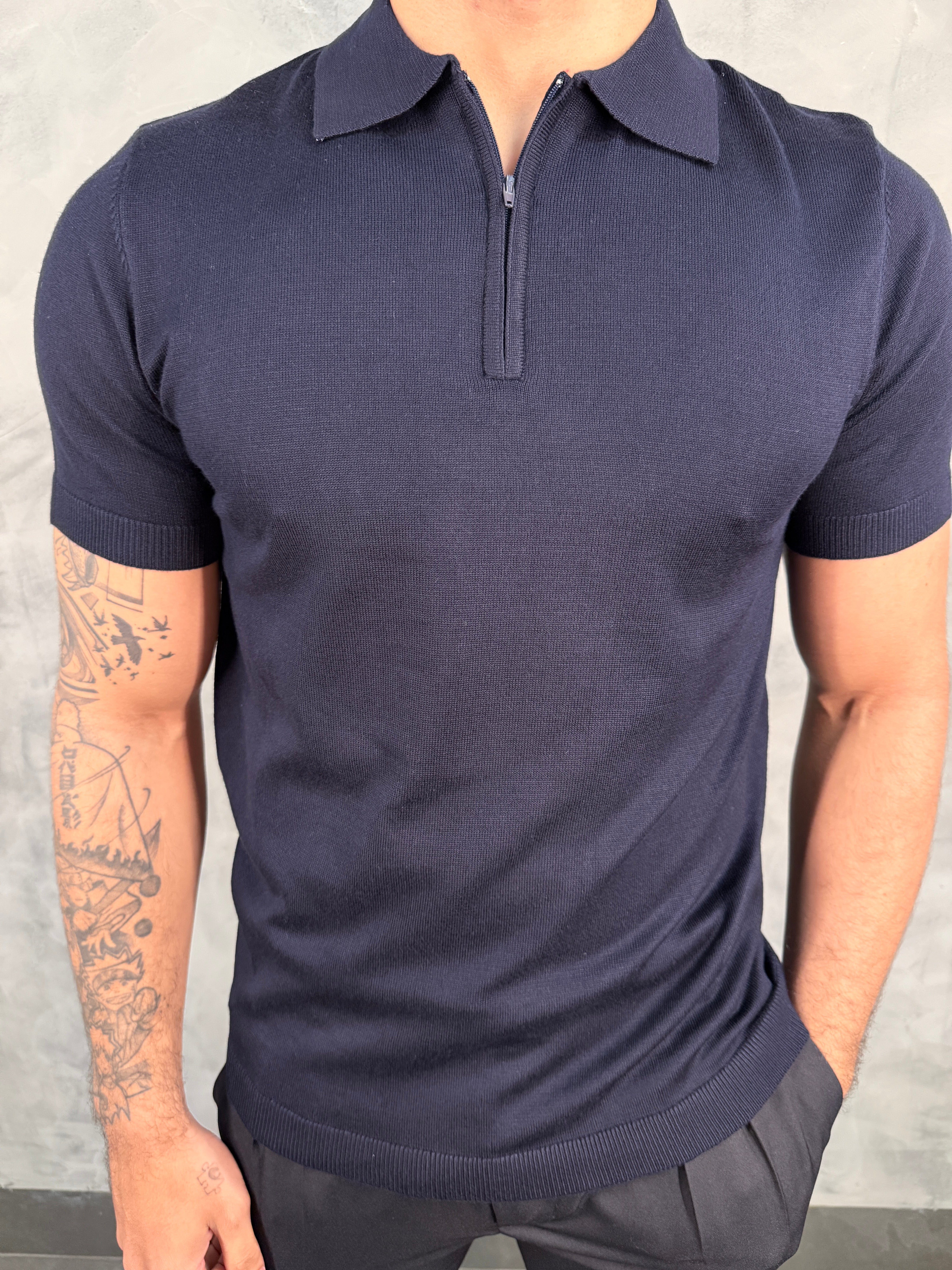 POLO TRICOT GOLA ZIPER PONTO H