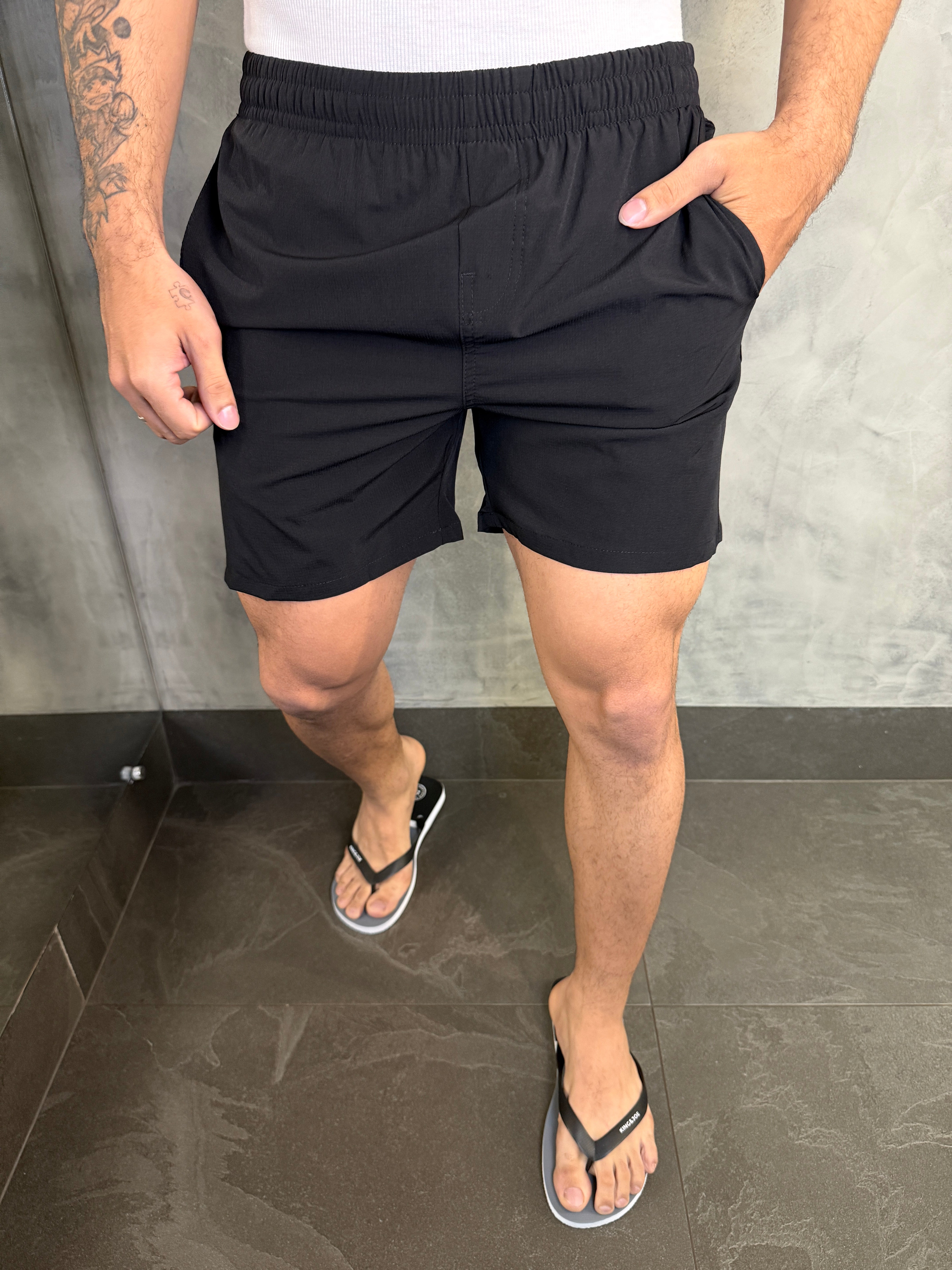 SHORT NYLON FLEX RIPSTOP KINGEJOE PRETO