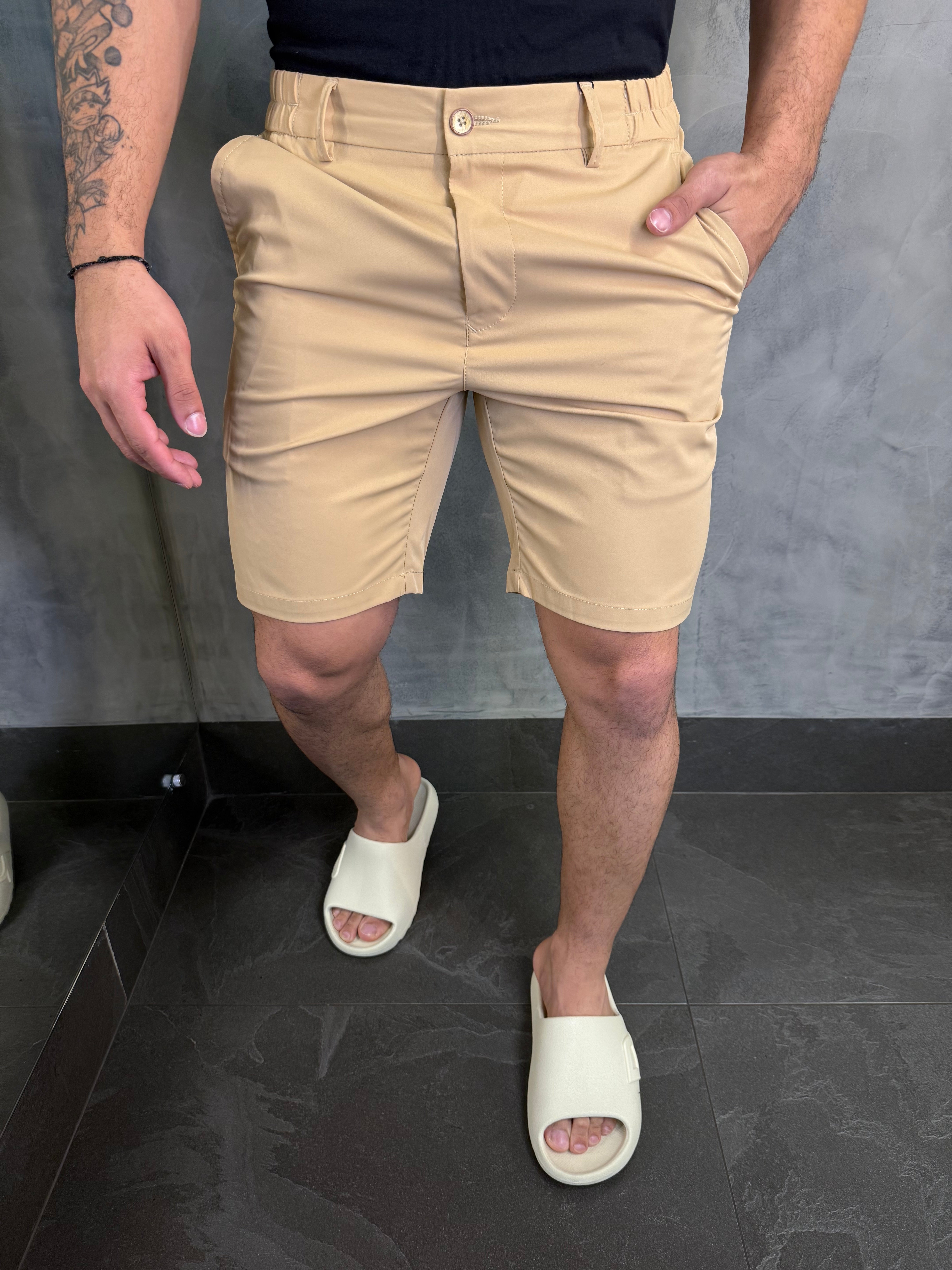 BERMUDA CASUAL-DAY C/ CINTURA ELÁSTICA PONTO H BEGE