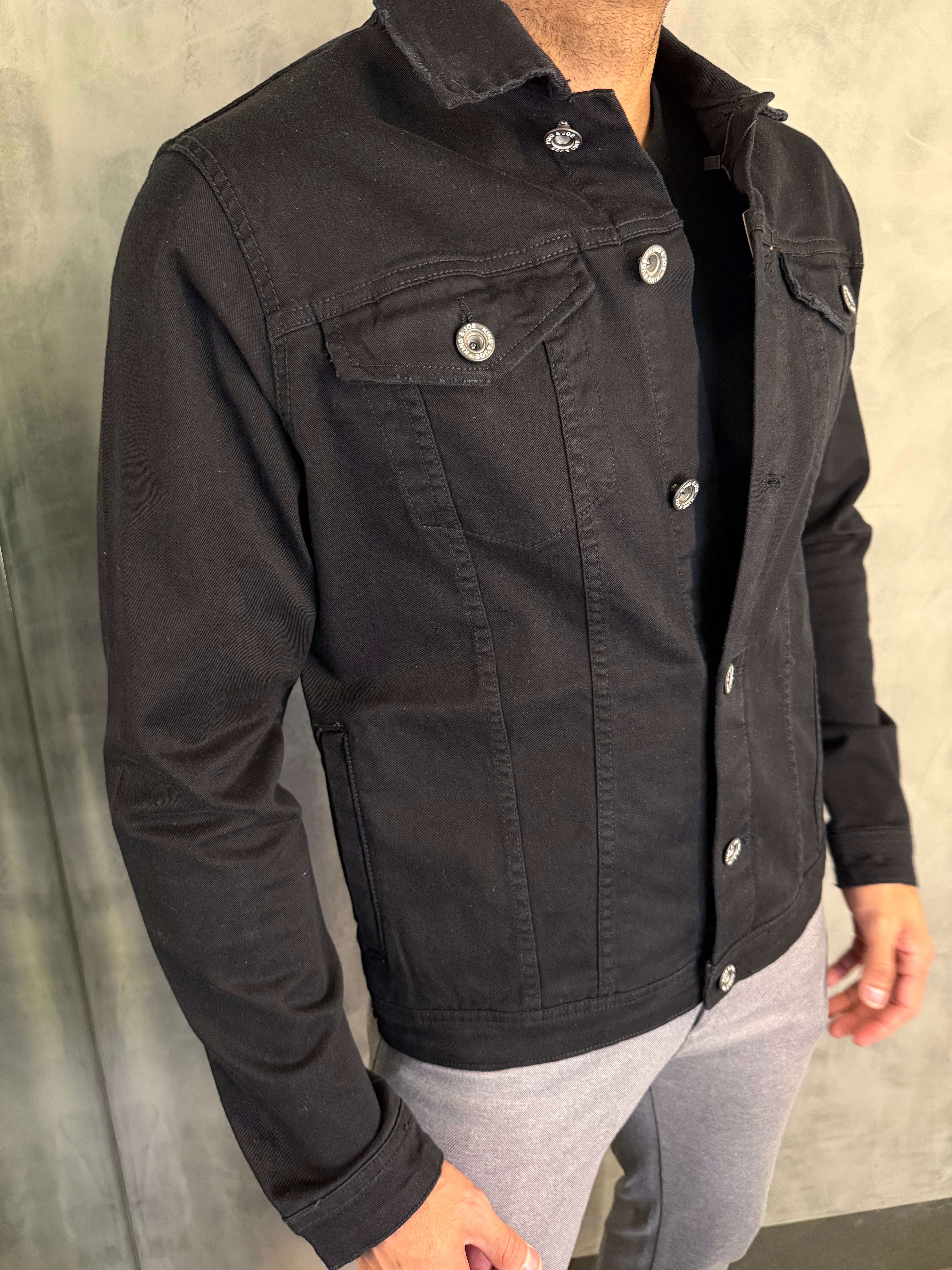 JAQUETA SARJA COLORS TRUCKER KINGEJOE PRETO