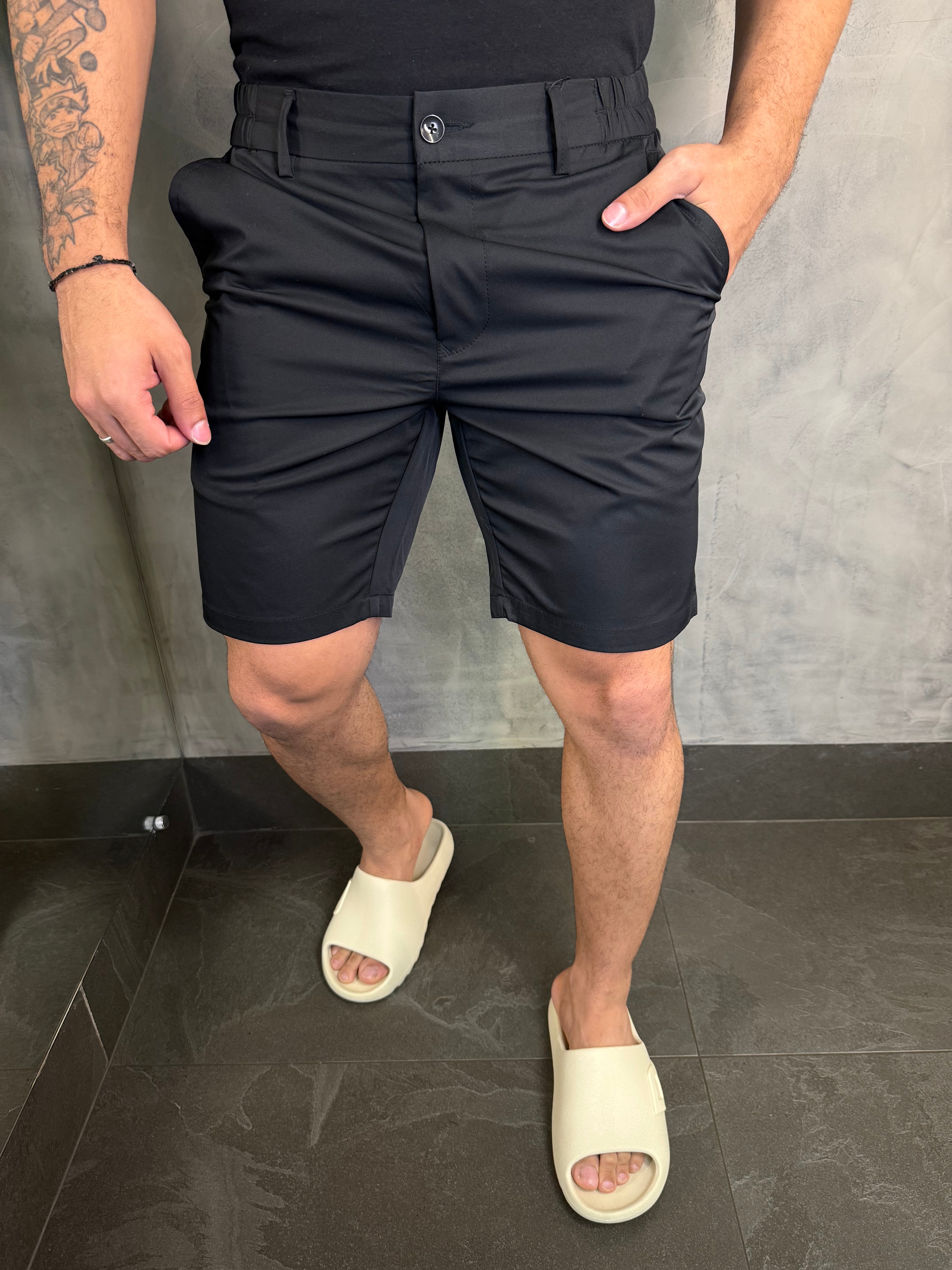 BERMUDA CASUAL-DAY C/ CINTURA ELÁSTICA PONTO H PRETO
