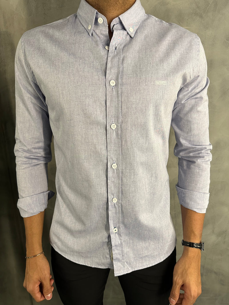 CAMISA CASUAL SLIM M/L  KINGEJOE AZUL CL