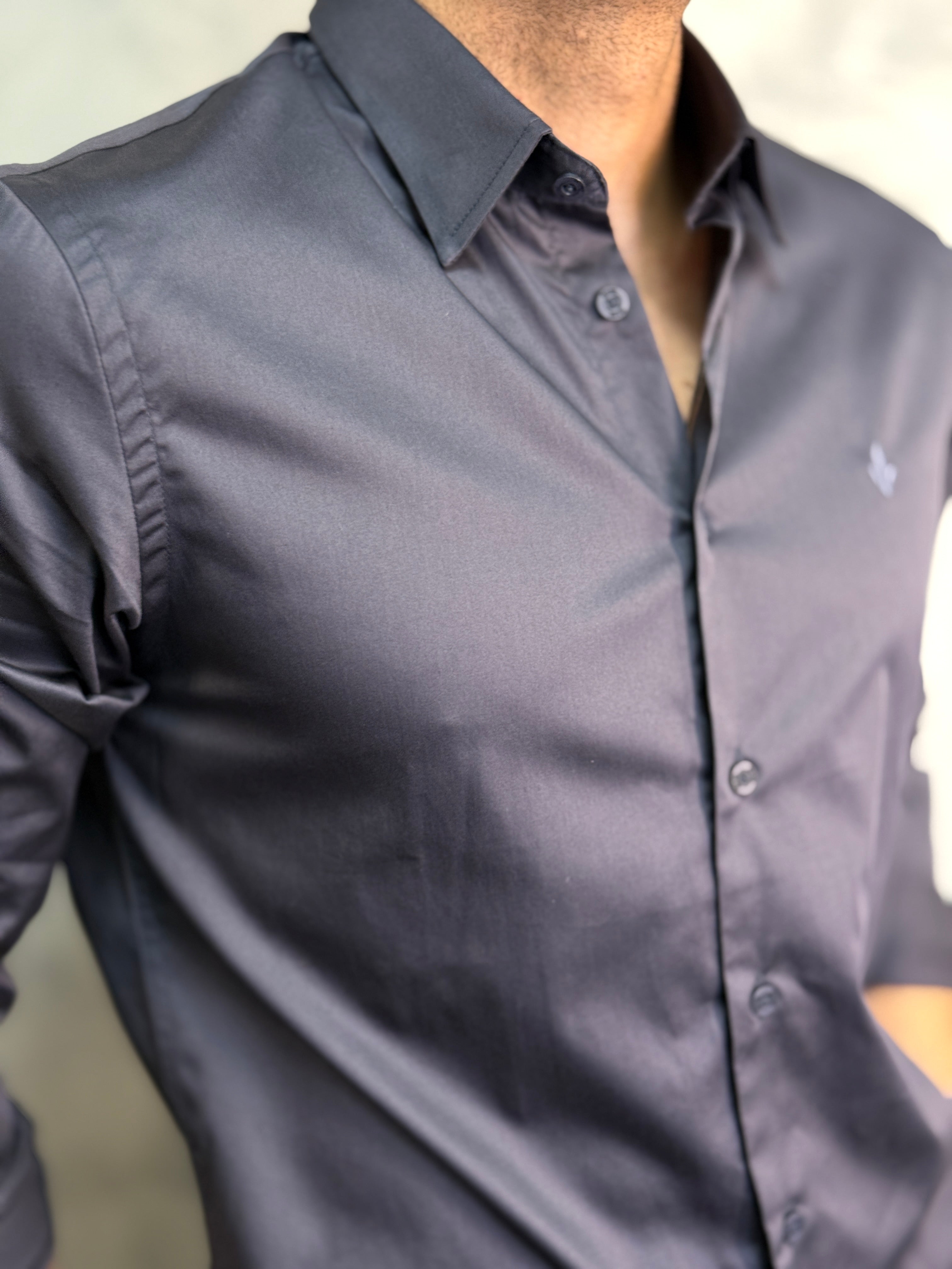 CAMISA M/L ALGODÃO EGÍPCIO SLIM SELECT DLZ CINZA CARBONO
