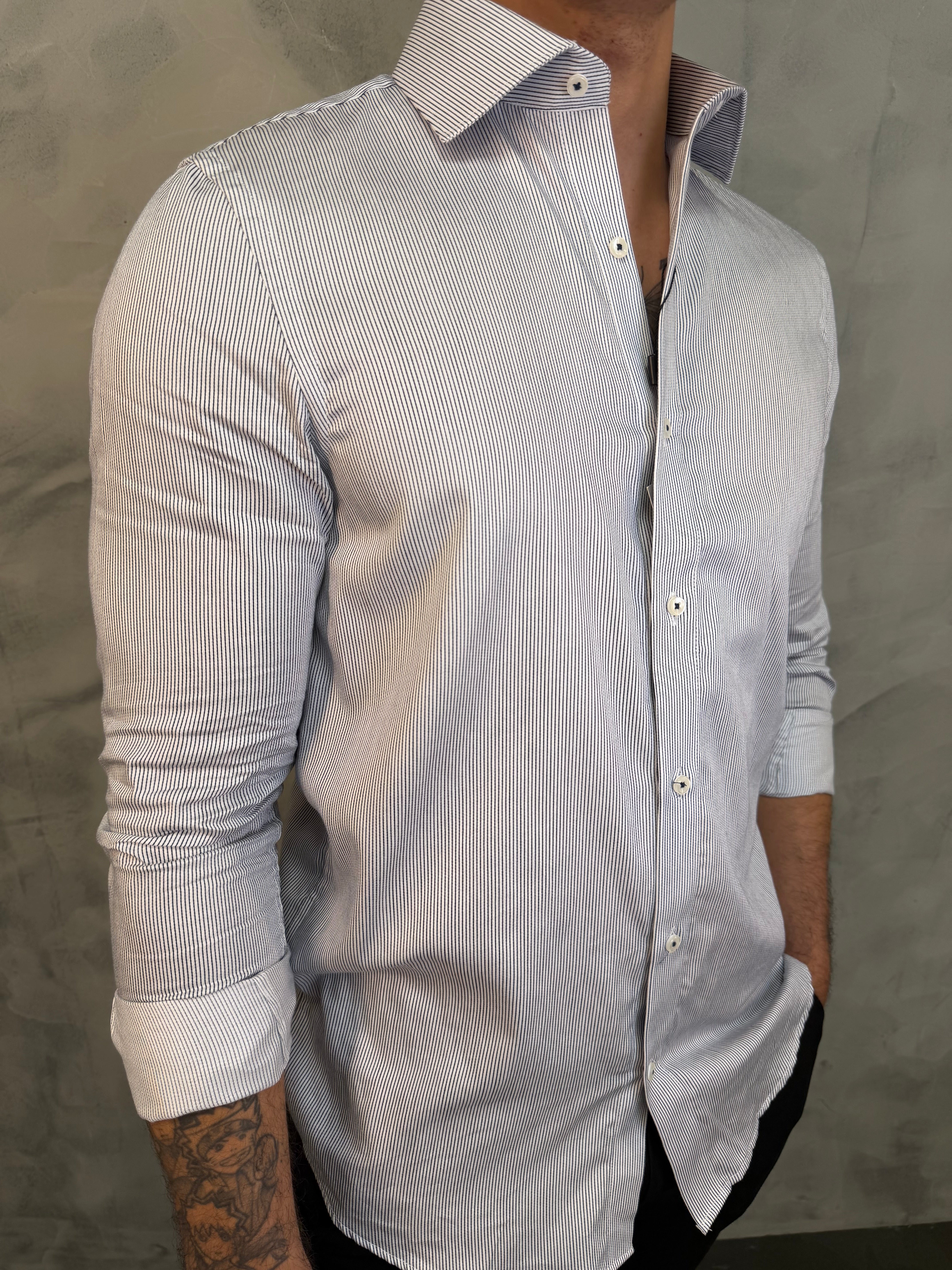 CAMISA M/L RIVIERA LISTRAS ARMIATHO PRETO