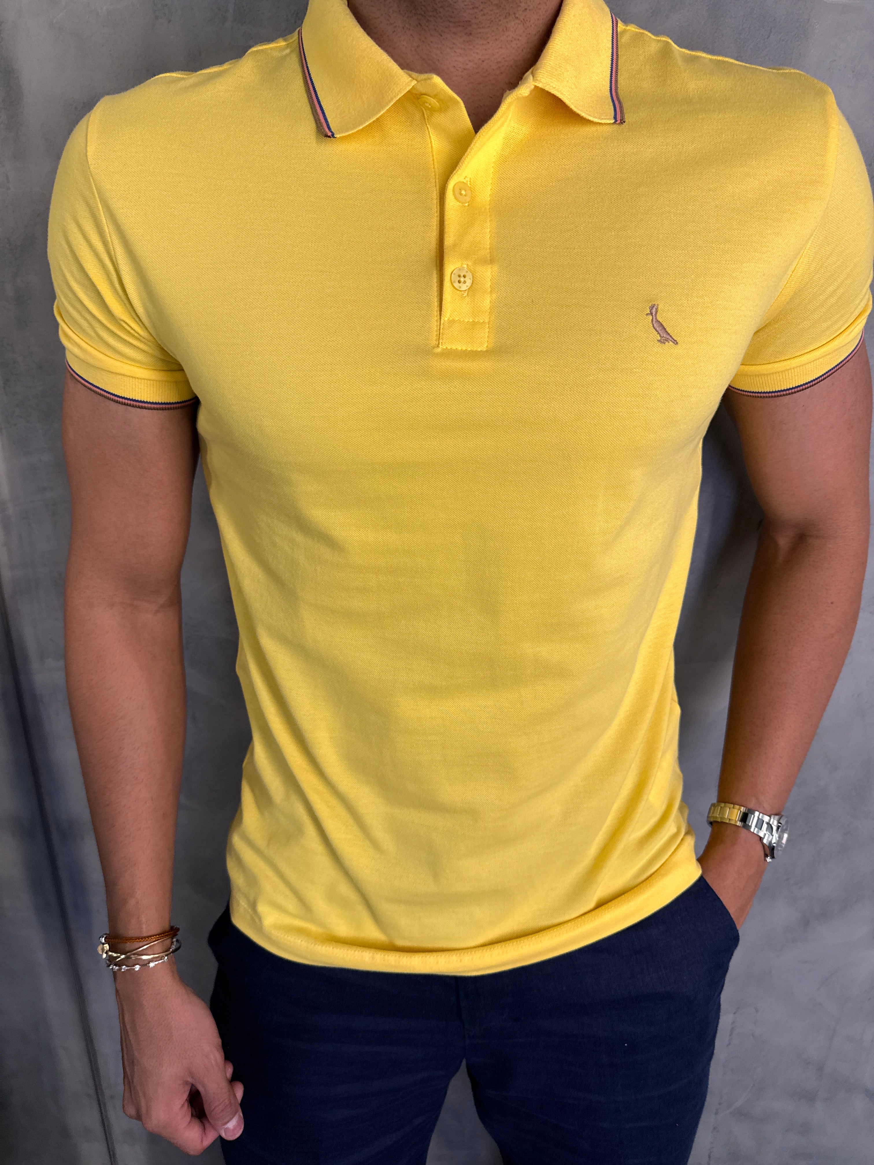 POLO ENXUTO NOVO FRISO RESERVA AMARELO SOL